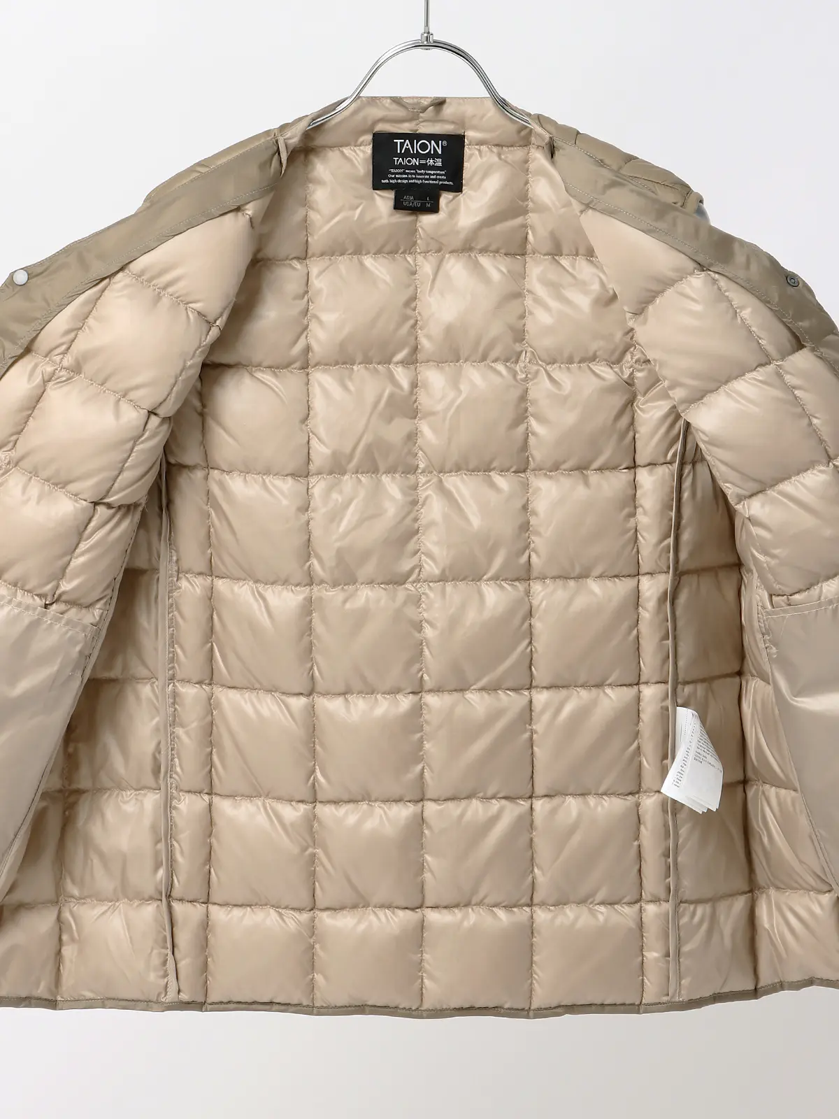 インナーダウンベスト／TAION／ナイロン ベージュ S