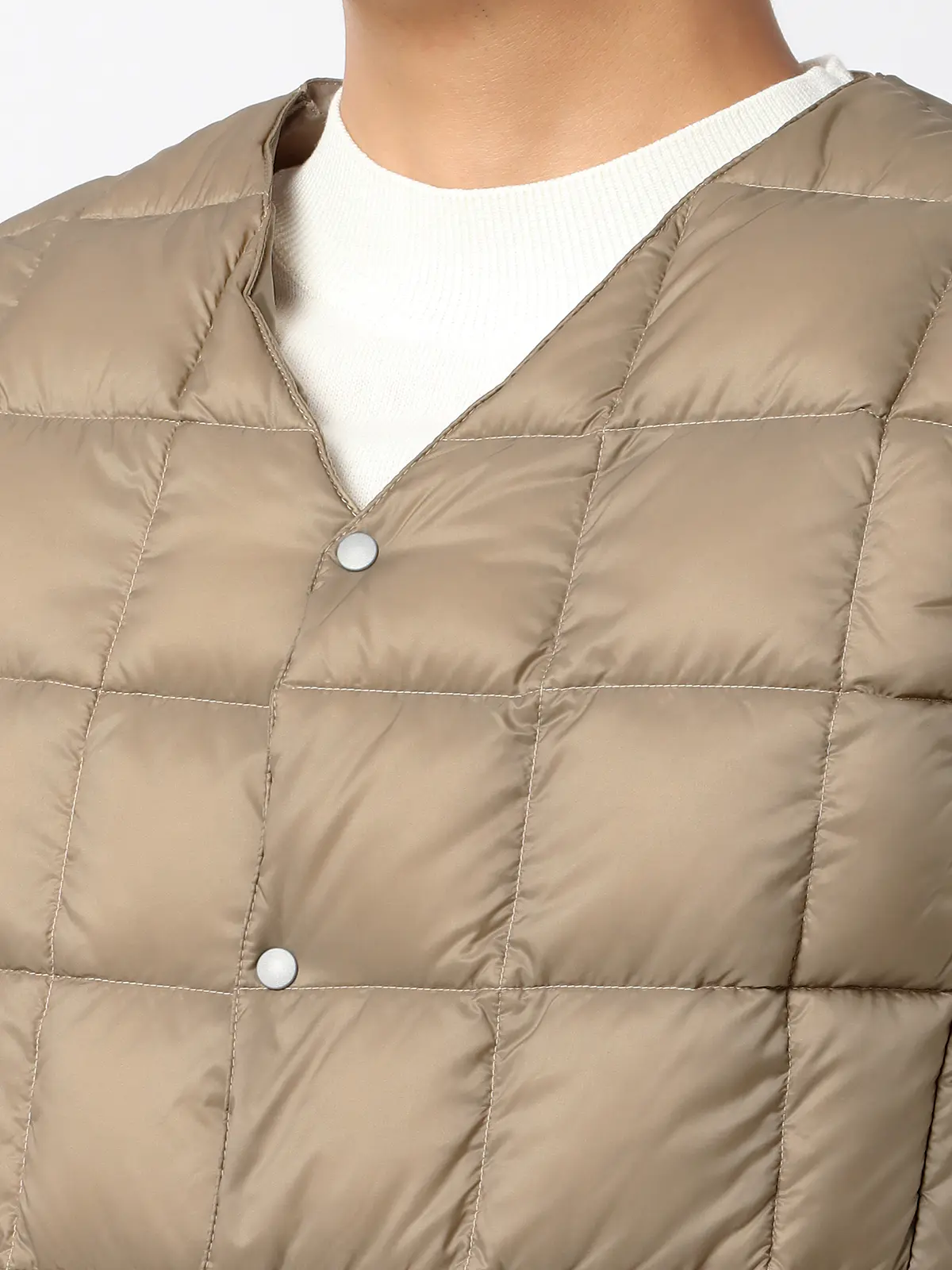 インナーダウンベスト／TAION／ナイロン ベージュ S