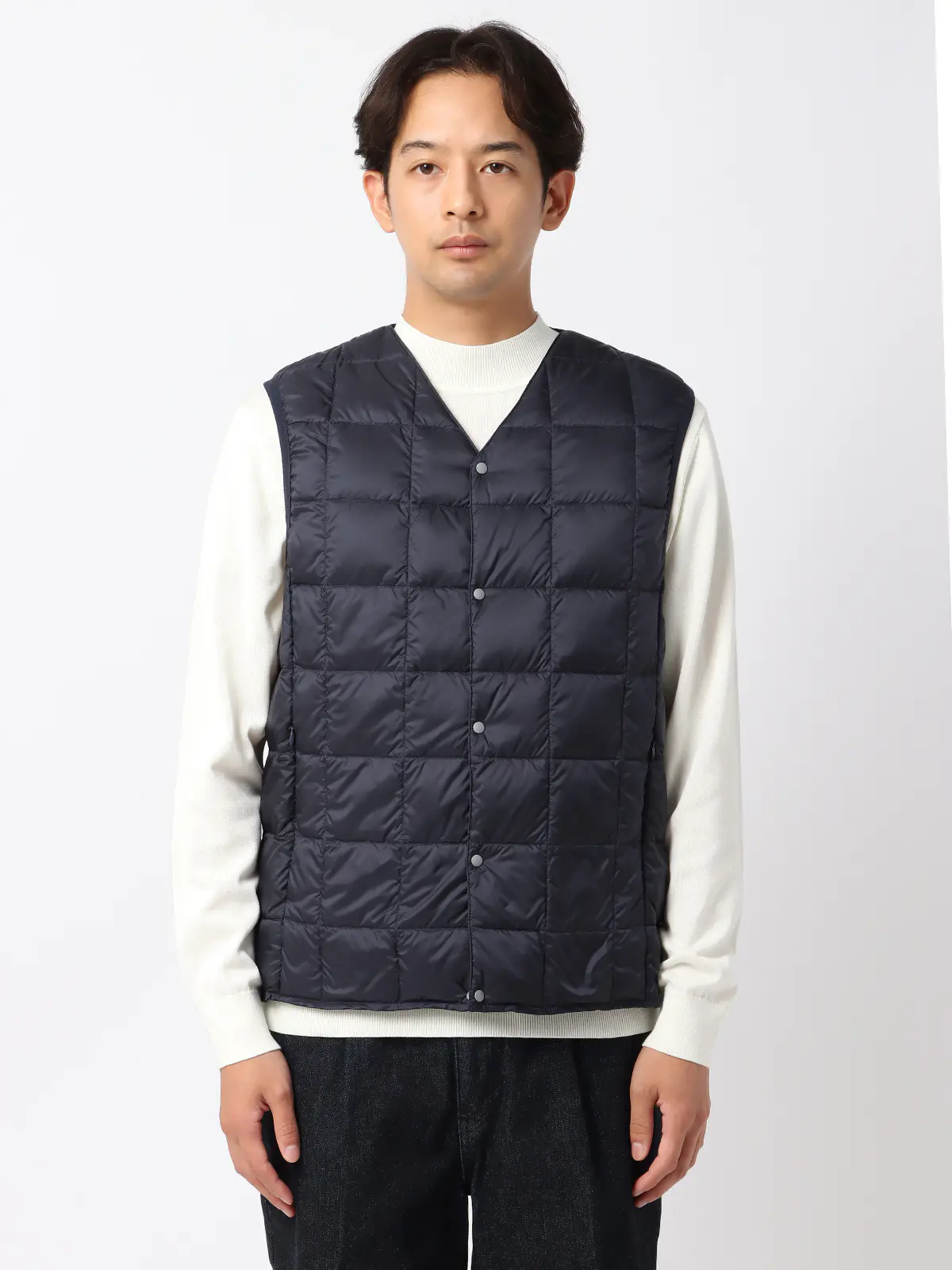 インナーダウンベスト/TAION/ナイロン ネイビー S