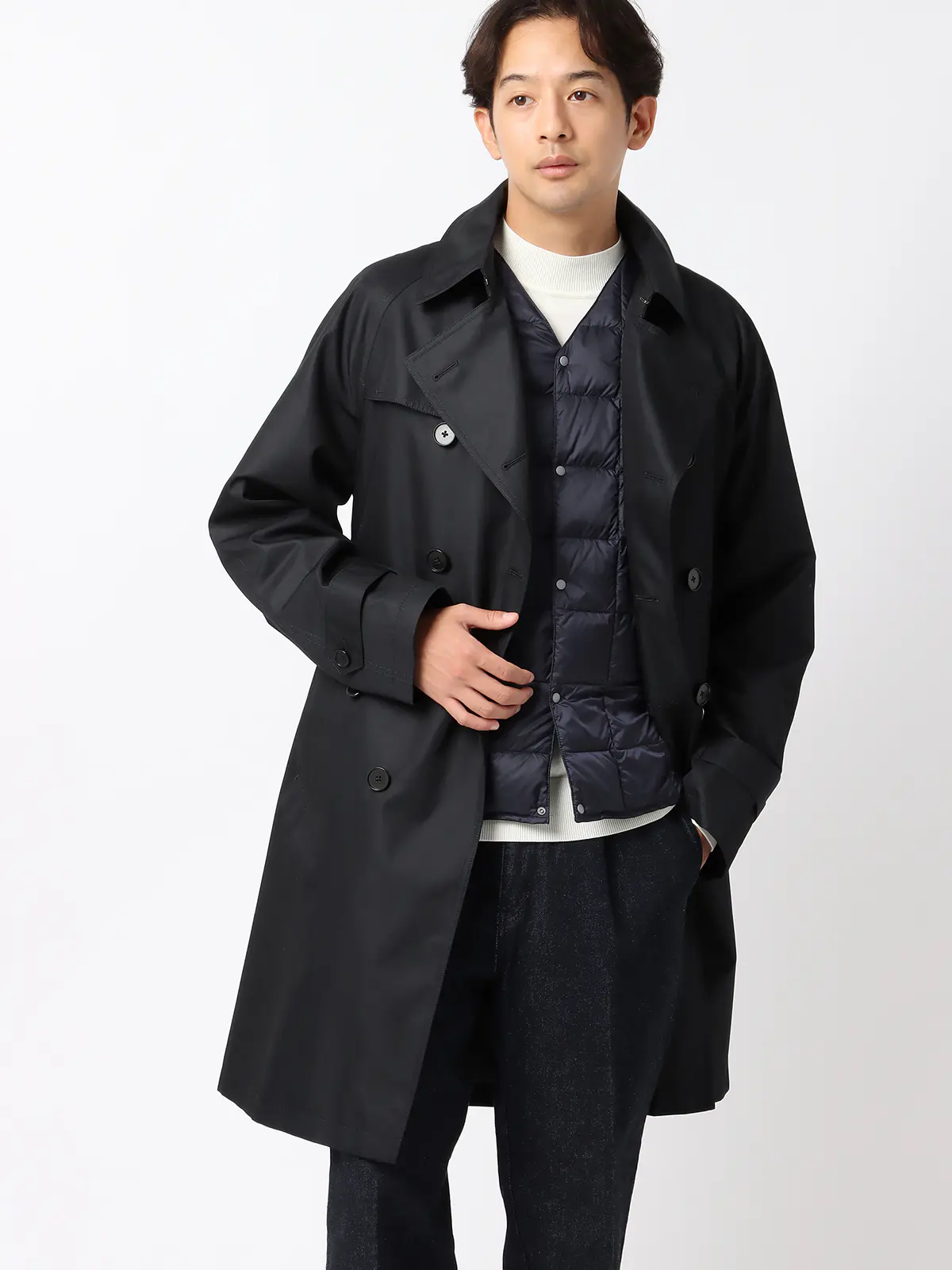 インナーダウンベスト/TAION/ナイロン ネイビー S