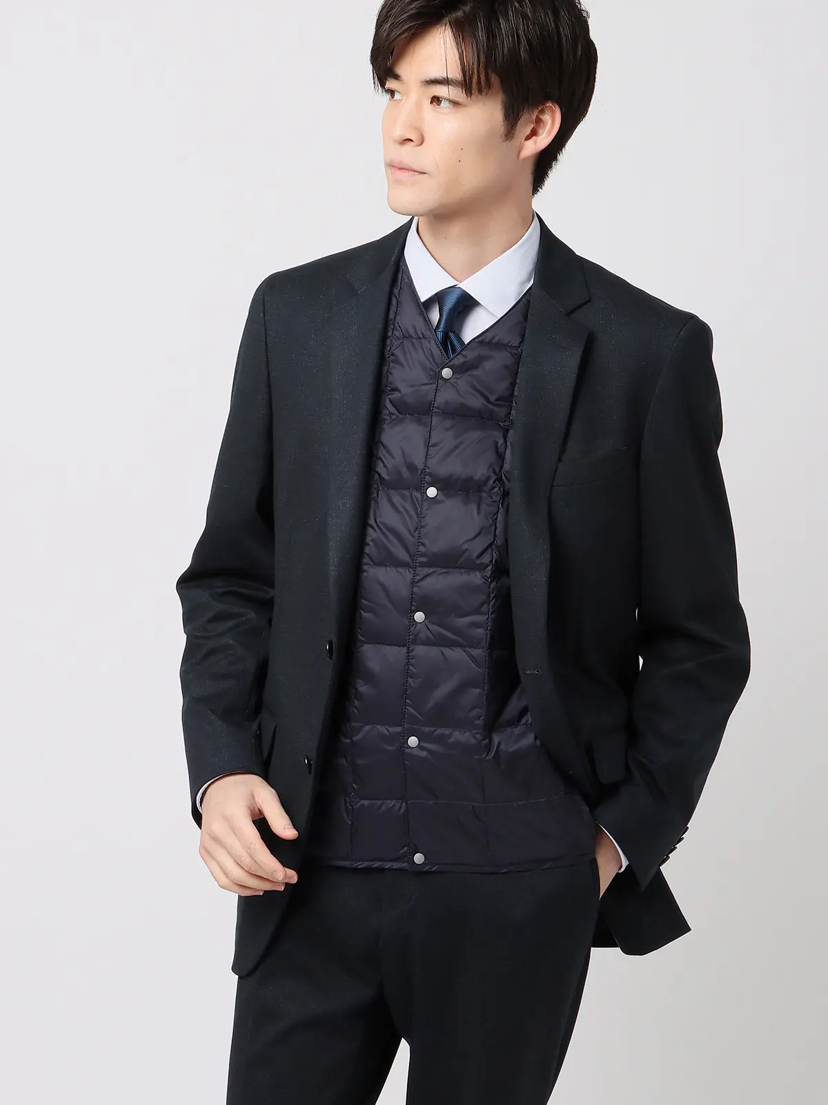 インナーダウンベスト/TAION/ナイロン ネイビー S