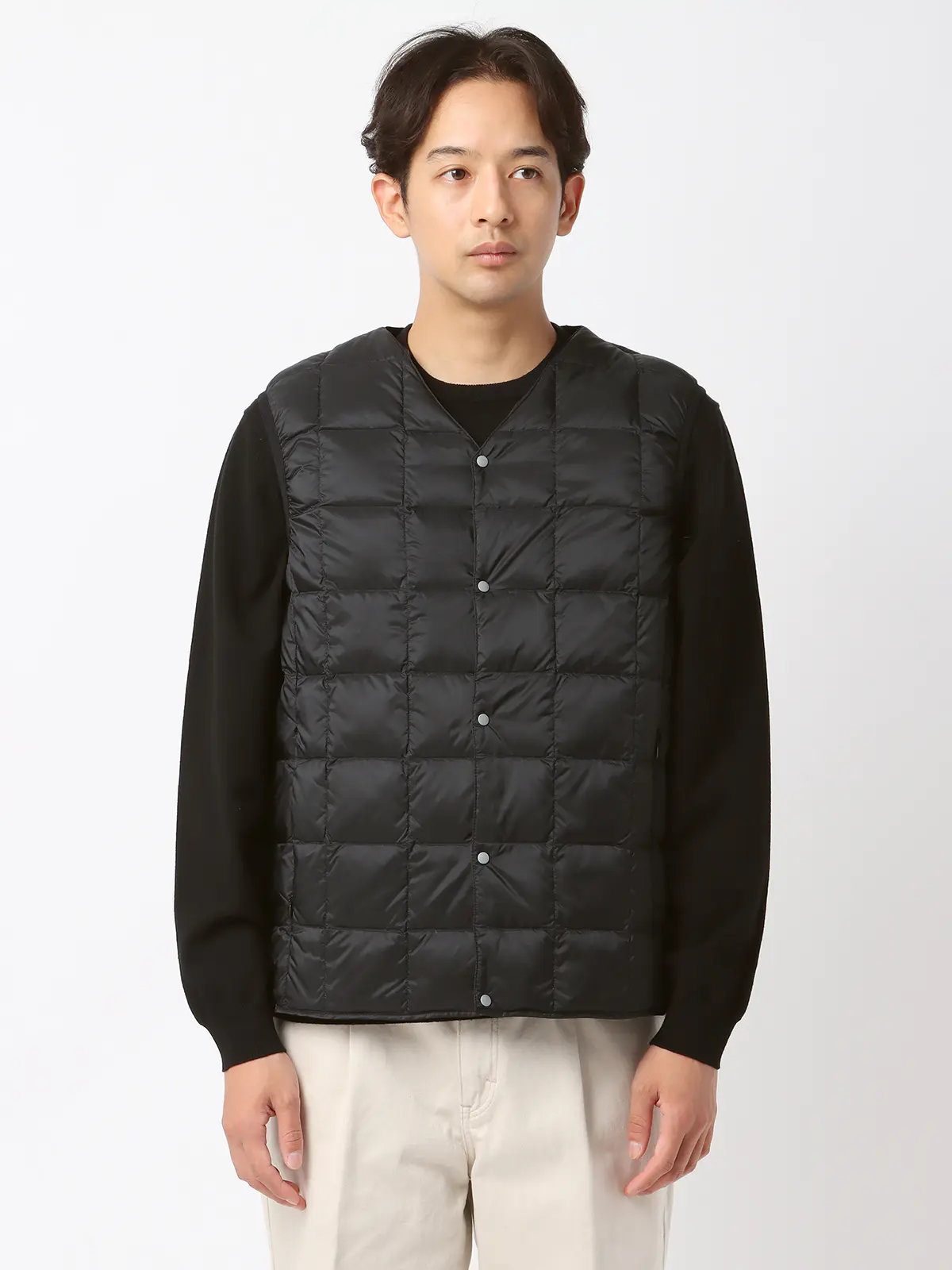 インナーダウンベスト／TAION／ナイロン ブラック S