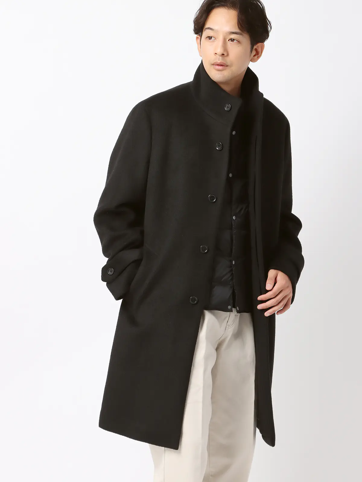 インナーダウンベスト／TAION／ナイロン ブラック S