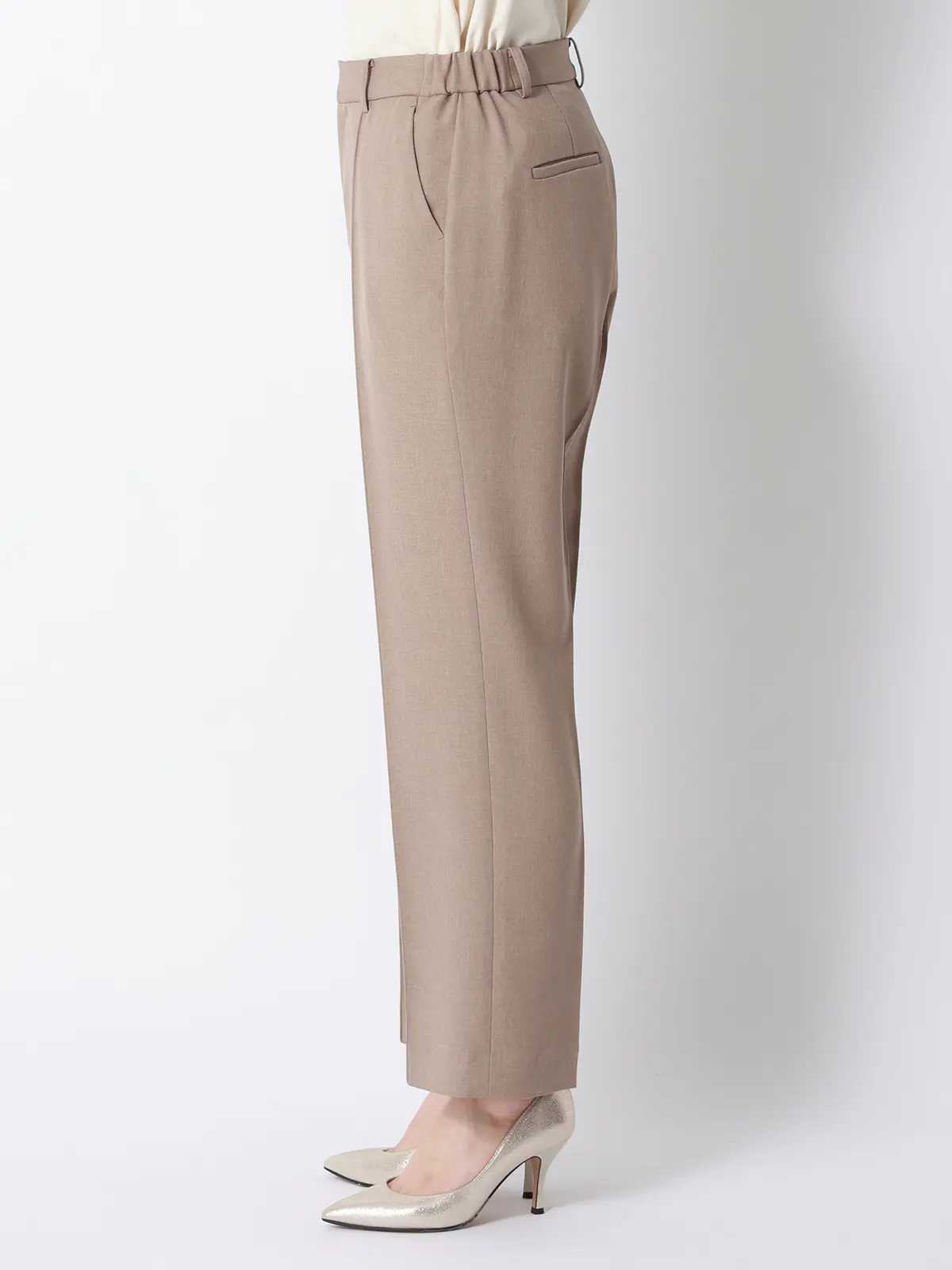 みんなのスーツ／ピンタックストレートパンツ／ウォッシャブル／PRESTIGE TECHNOLOGY ベージュ S