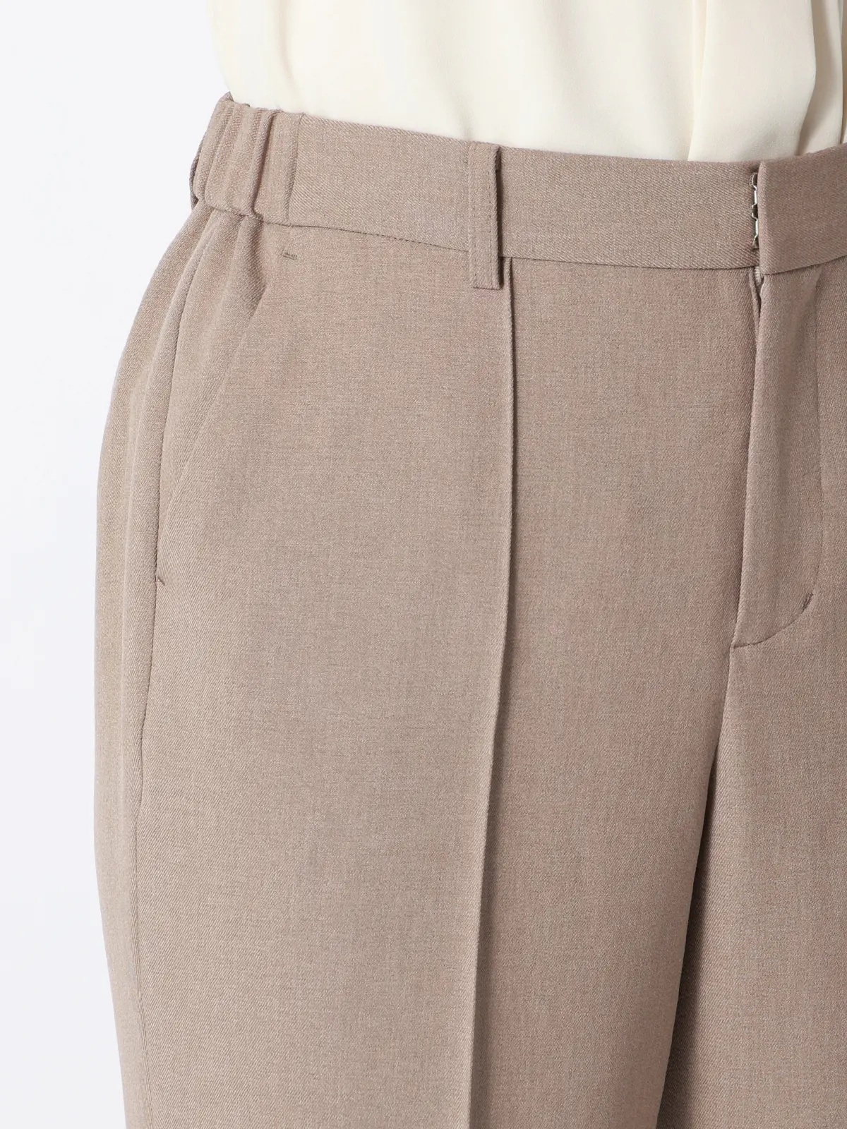 みんなのスーツ／ピンタックストレートパンツ／ウォッシャブル／PRESTIGE TECHNOLOGY ベージュ S