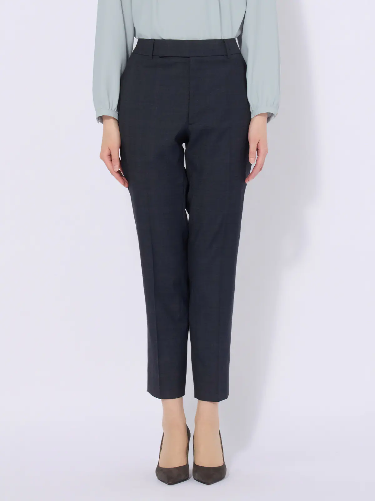 テーパードパンツ/ウォッシャブル/ストレッチ/WOOLISH/グレンチェック ネイビー 34(5号)