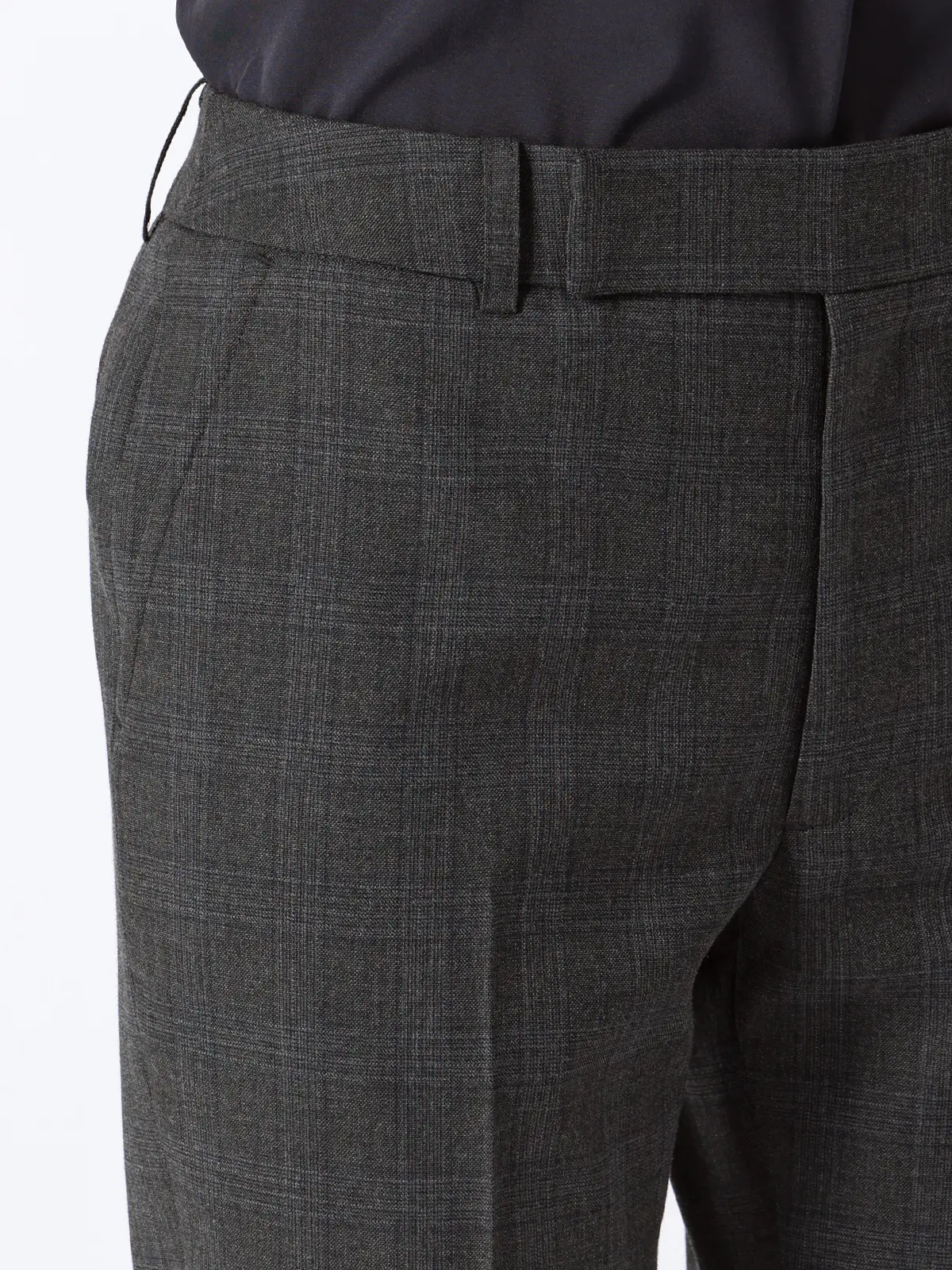 テーパードパンツ／ウォッシャブル／ストレッチ／WOOLISH／グレンチェック グレー 36(7号）