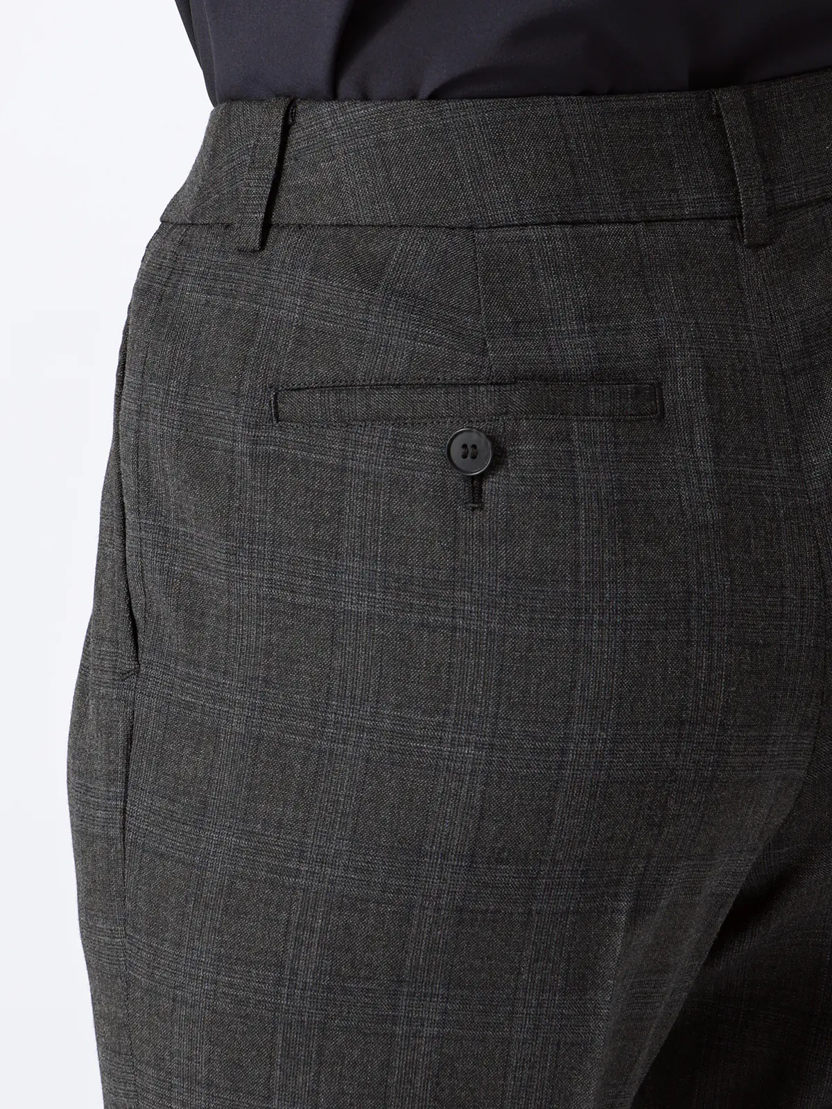 テーパードパンツ／ウォッシャブル／ストレッチ／WOOLISH／グレンチェック グレー 36(7号）