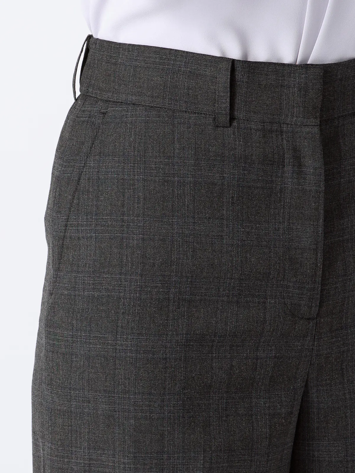 ワイドパンツ/ウォッシャブル/ストレッチ/WOOLISH/グレンチェック グレー 34(5号)