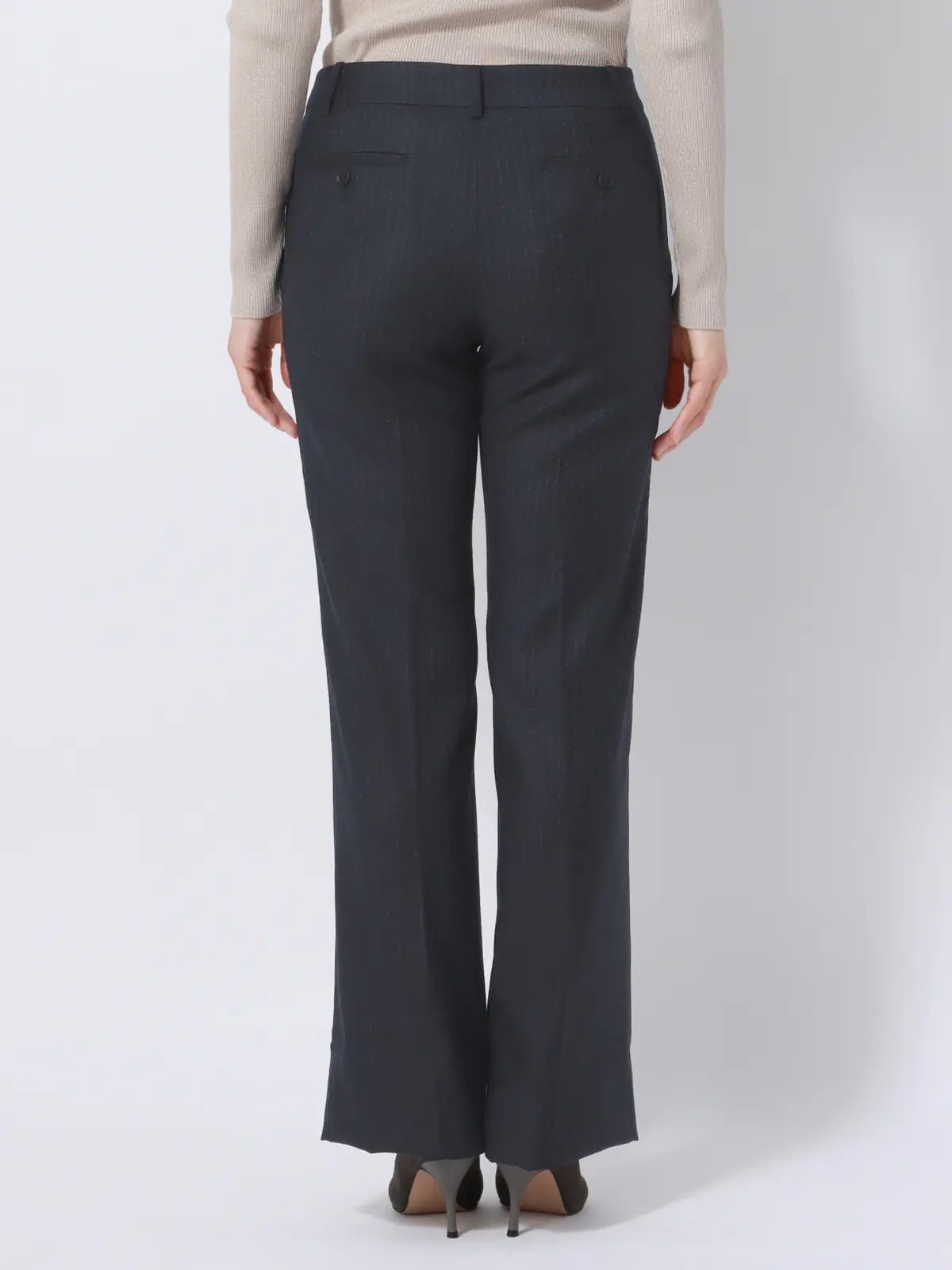 セミワイドパンツ／REDA／SUPER110'sウール／ストライプ ネイビー 36(7号）