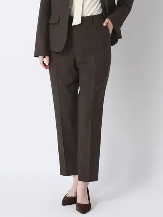 テーパードパンツ／ウォッシャブル／ストレッチ／ポリエステル／シャドーチェック