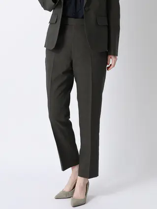 テーパードパンツ／ウォッシャブル／ストレッチ／ポリエステル／シャドーチェック