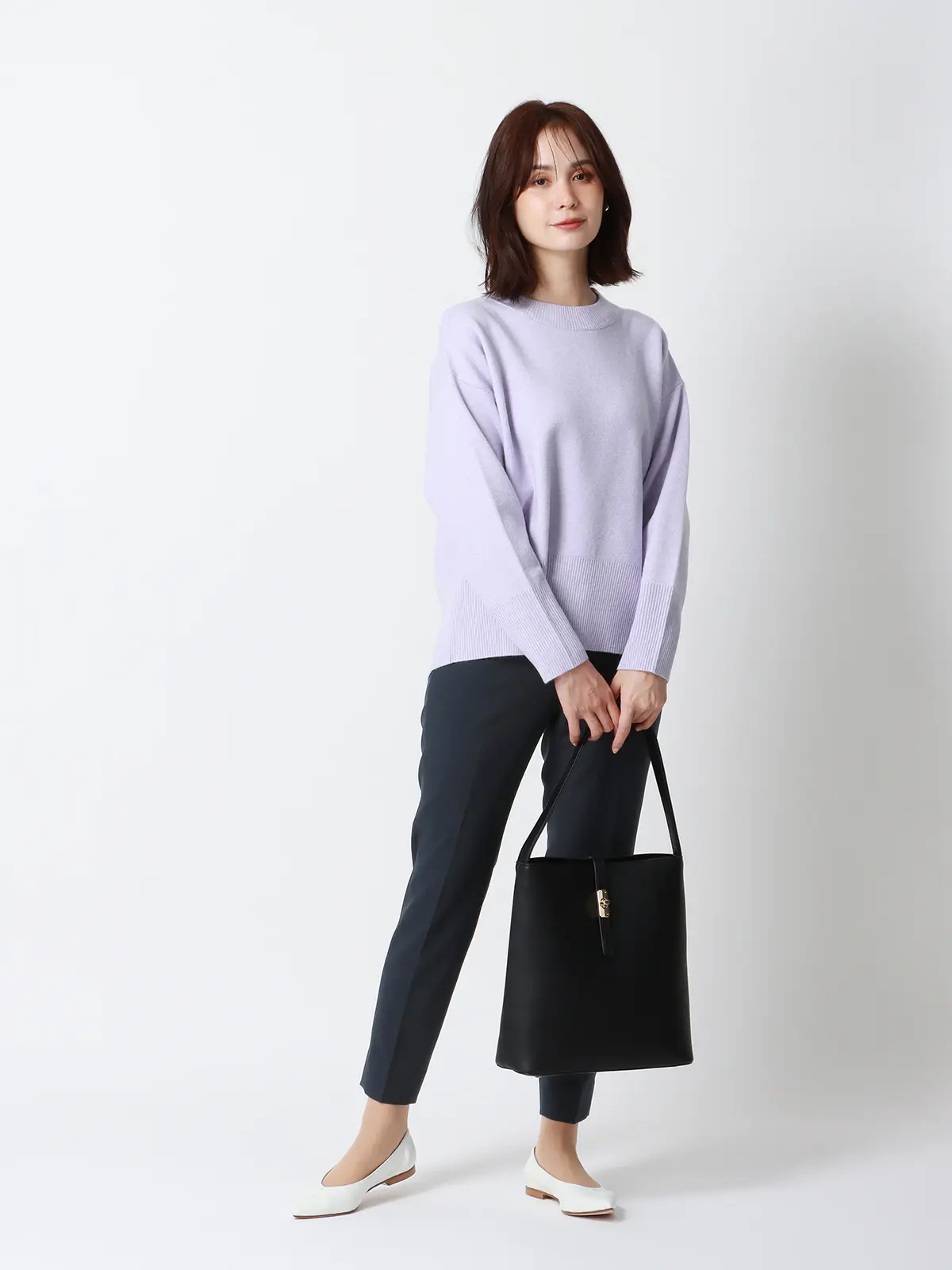 テーパードパンツ／ウォッシャブル／ドライストレッチ／無地 ネイビー 36(7号）