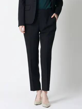 テーパードパンツ／ウォッシャブル／ウールライクポリエステル／無地