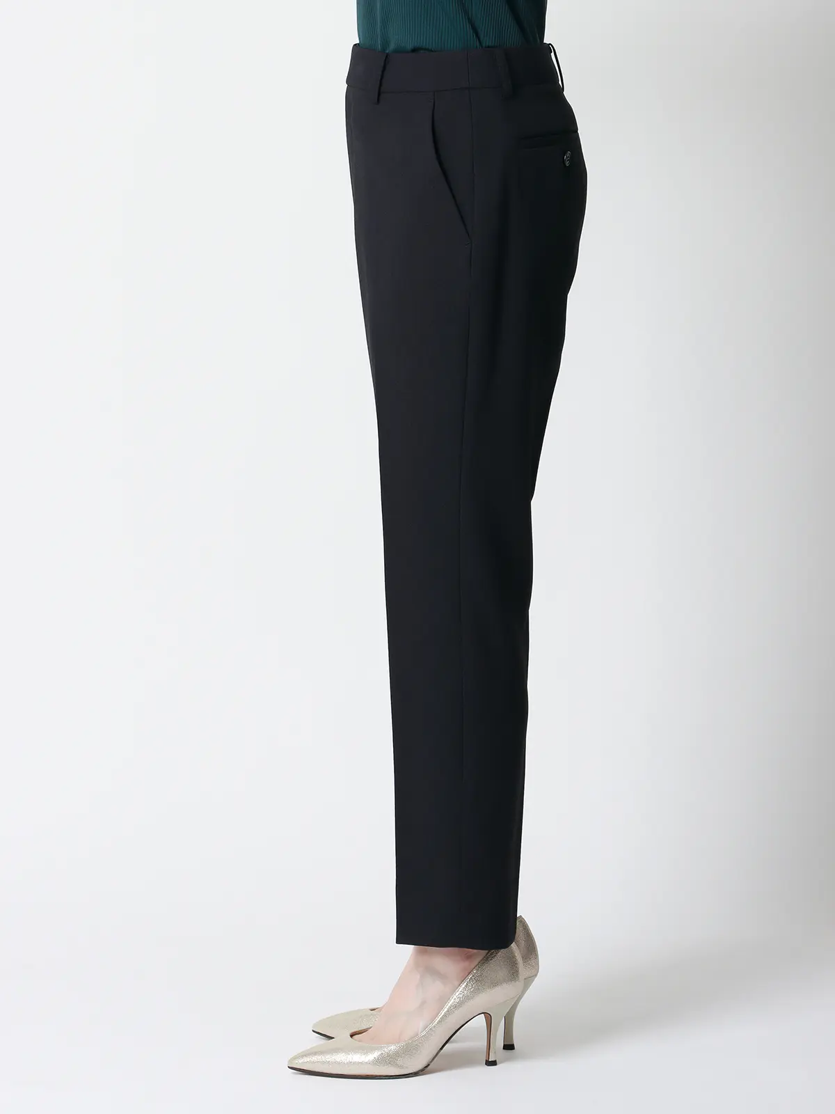 テーパードパンツ／ウォッシャブル／ストレッチ／ウールライクポリエステル／無地 パープル 36(7号）