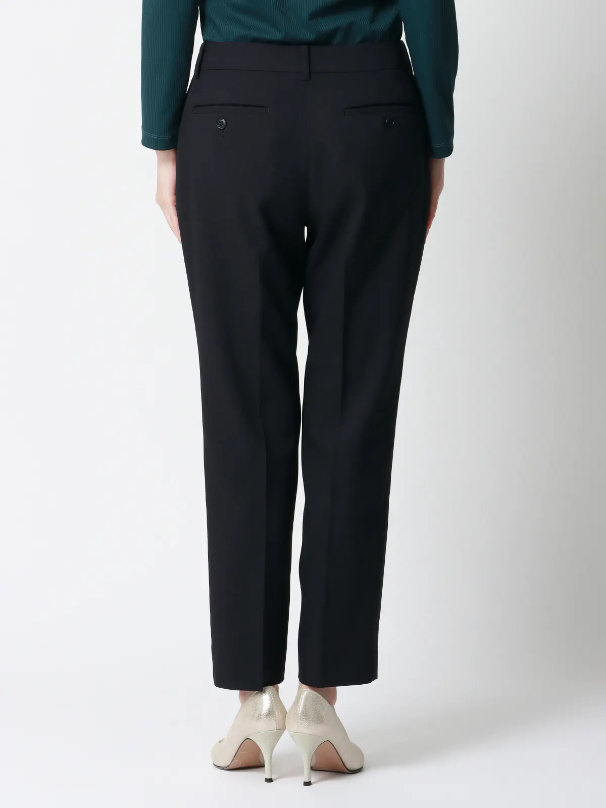 テーパードパンツ／ウォッシャブル／ストレッチ／ウールライクポリエステル／無地 パープル 36(7号）