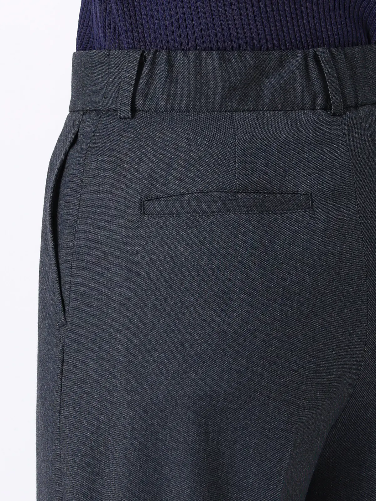 ワイドパンツ／Carreman／ウォッシャブル／接触冷感／デニムライクストレッチ／無地 ネイビー 36(7号）