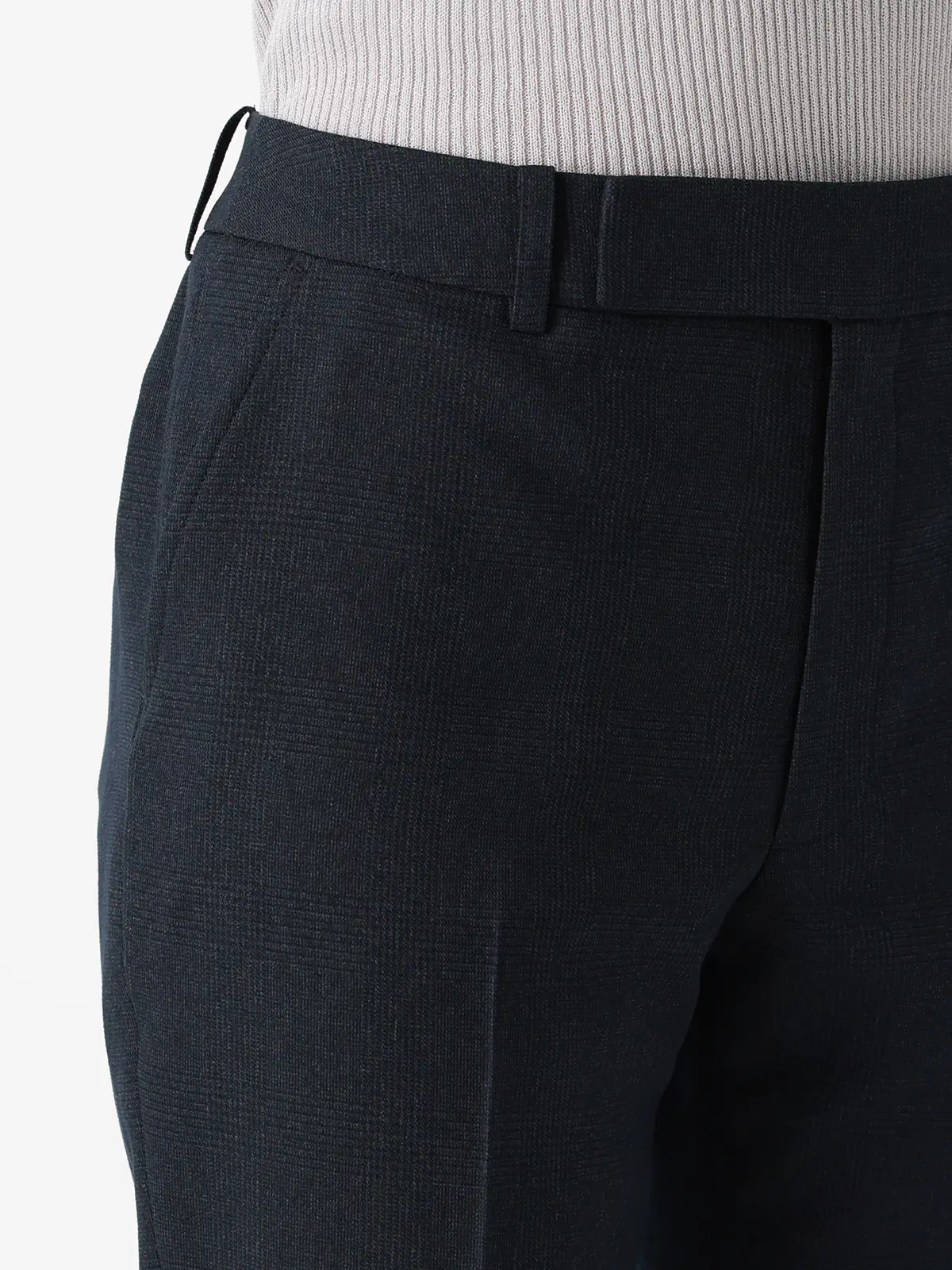 テーパードパンツ/ウォッシャブル/ストレッチ/グレンチェック/Suit Buffet ネイビー 36(7号)