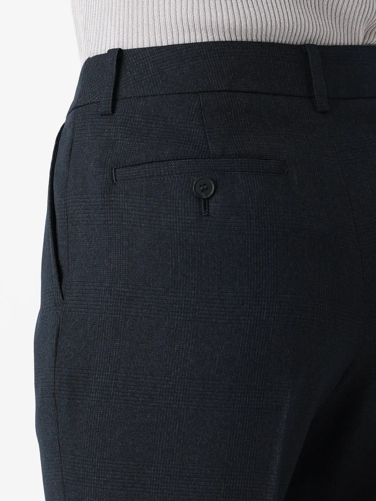 テーパードパンツ/ウォッシャブル/ストレッチ/グレンチェック/Suit Buffet ネイビー 36(7号)