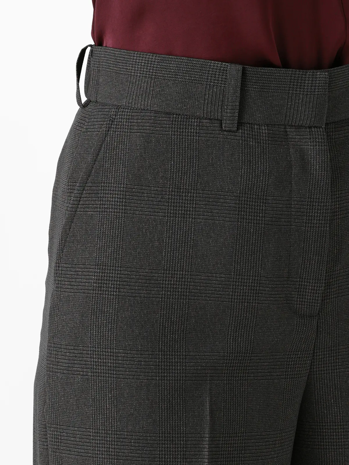 ワイドパンツ/ウォッシャブル/ストレッチ/グレンチェック/Suit Buffet グレー 36(7号)
