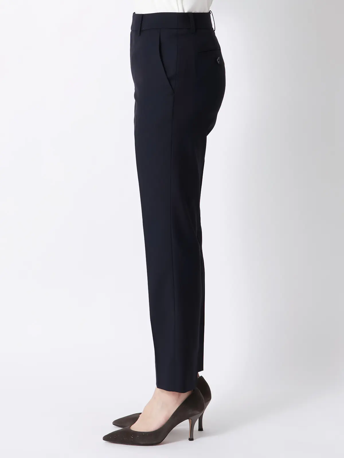 テーパードパンツ／ウォッシャブル／ストレッチ／ウールライクTRツイル／無地 ネイビー 36(7号）