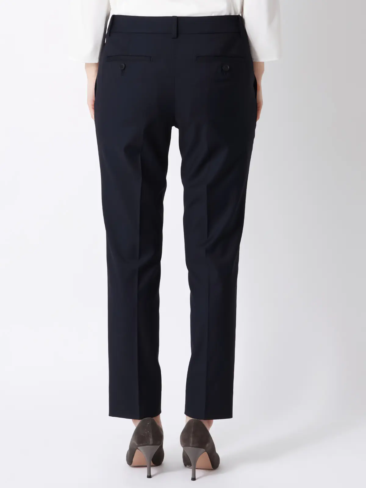 テーパードパンツ／ウォッシャブル／ストレッチ／ウールライクTRツイル／無地 ネイビー 36(7号）