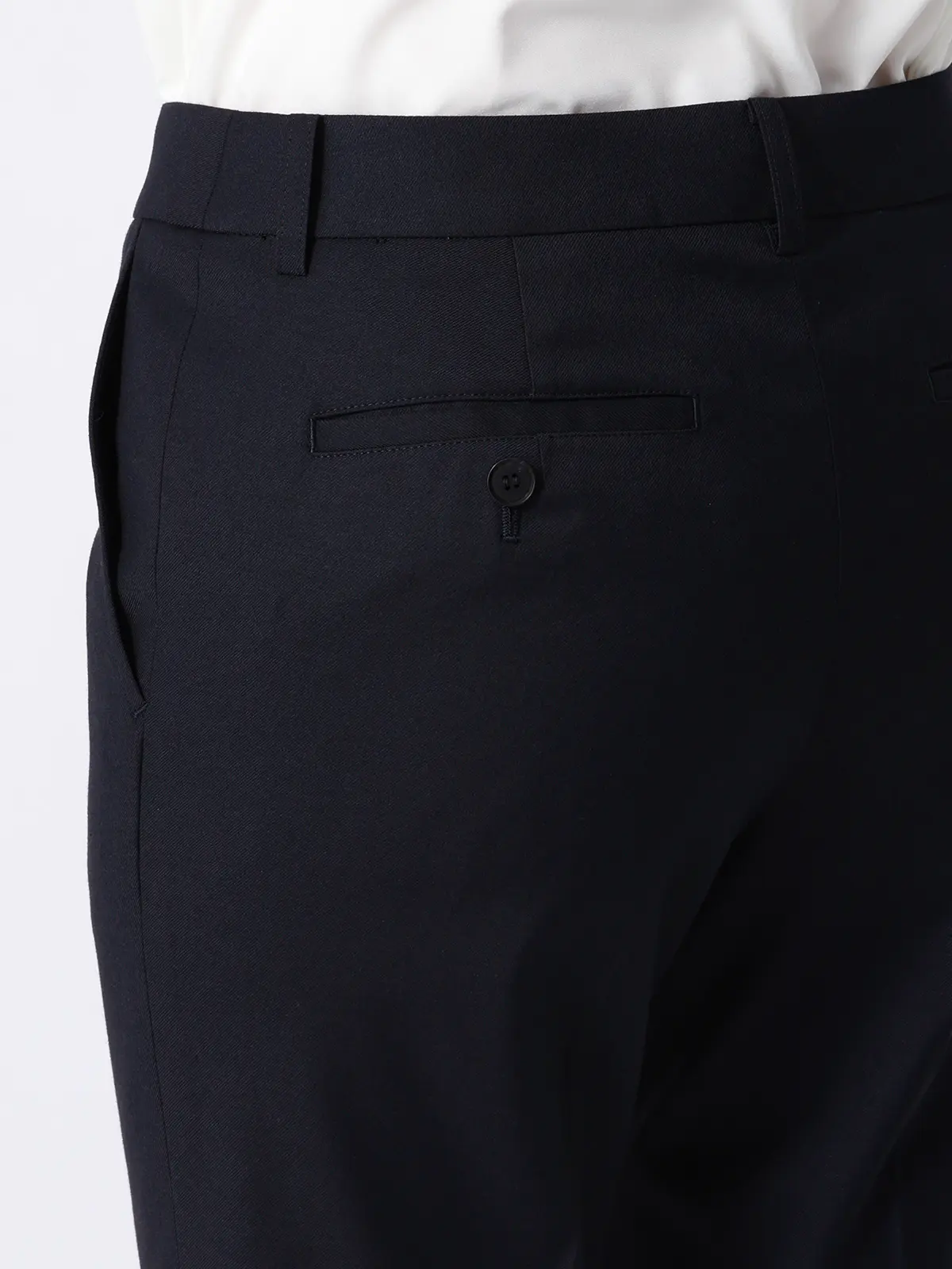 テーパードパンツ／ウォッシャブル／ストレッチ／ウールライクTRツイル／無地 ネイビー 36(7号）