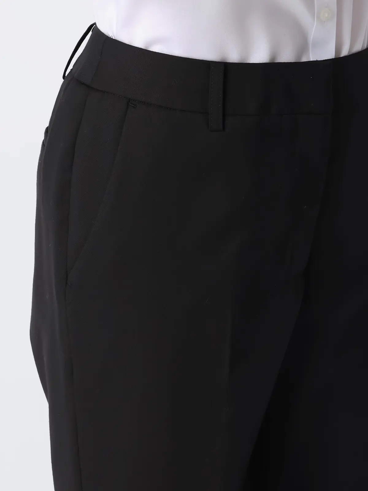 セミフレアパンツ/SUPER100'sウール/無地 ブラック 36(7号)