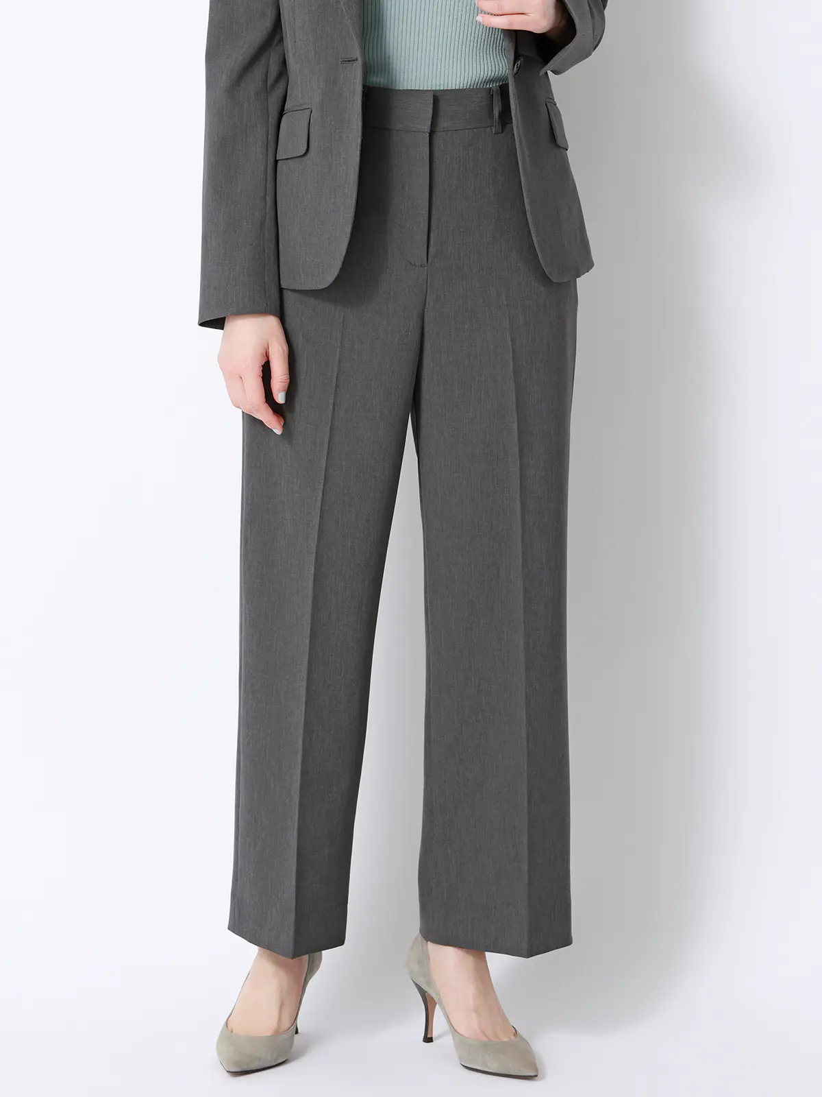 涼しいスーツ／ワイドパンツ／ウォッシャブル／ストレッチ／高通気／軽量／無地 グレー 36(7号）