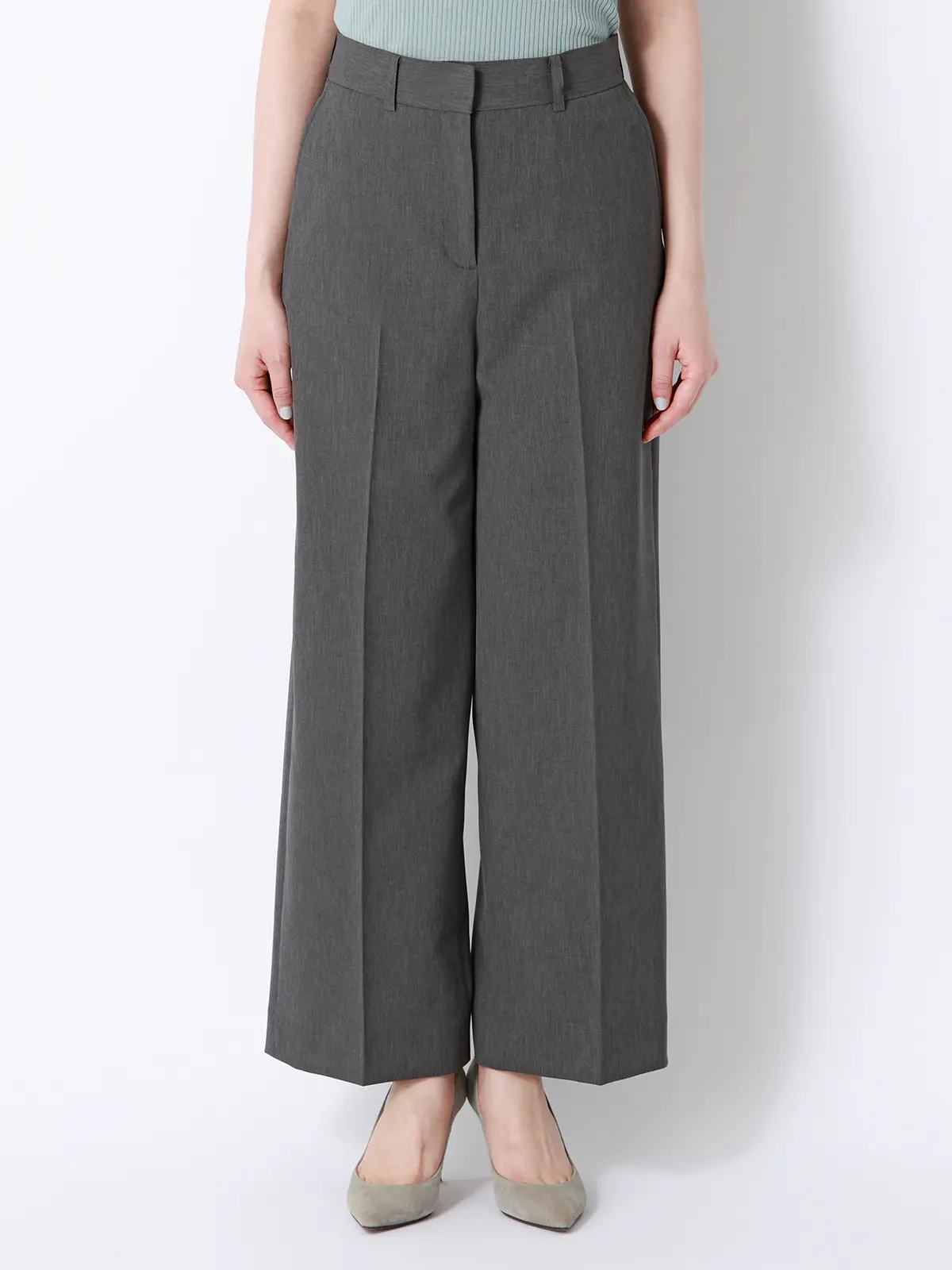 涼しいスーツ／ワイドパンツ／ウォッシャブル／ストレッチ／高通気／軽量／無地 グレー 36(7号）