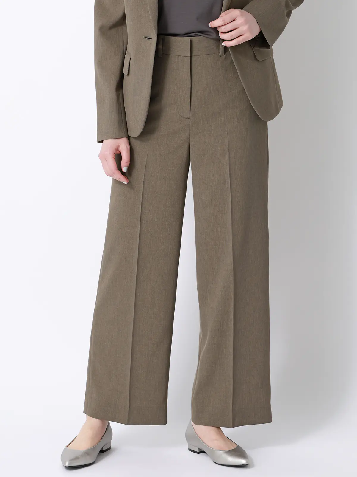 涼しいスーツ／ワイドパンツ／ウォッシャブル／ストレッチ／高通気／軽量／無地 ベージュ 36(7号）