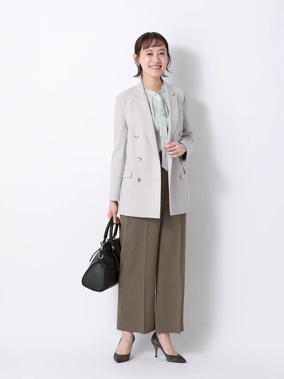 涼しいスーツ／ワイドパンツ／ウォッシャブル／ストレッチ／高通気／軽量／無地 ベージュ 36(7号）