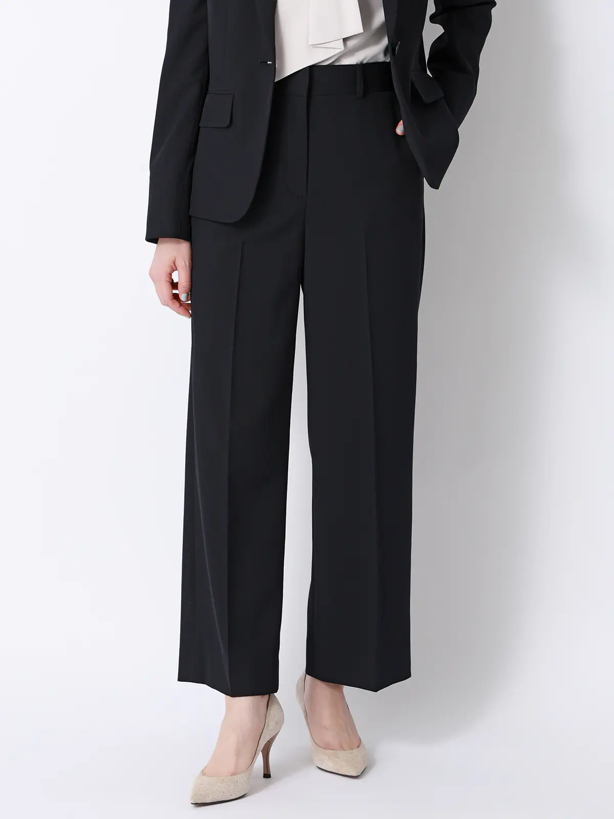 涼しいスーツ／ワイドパンツ／ウォッシャブル／ストレッチ／高通気／軽量／無地 ネイビー 36(7号）