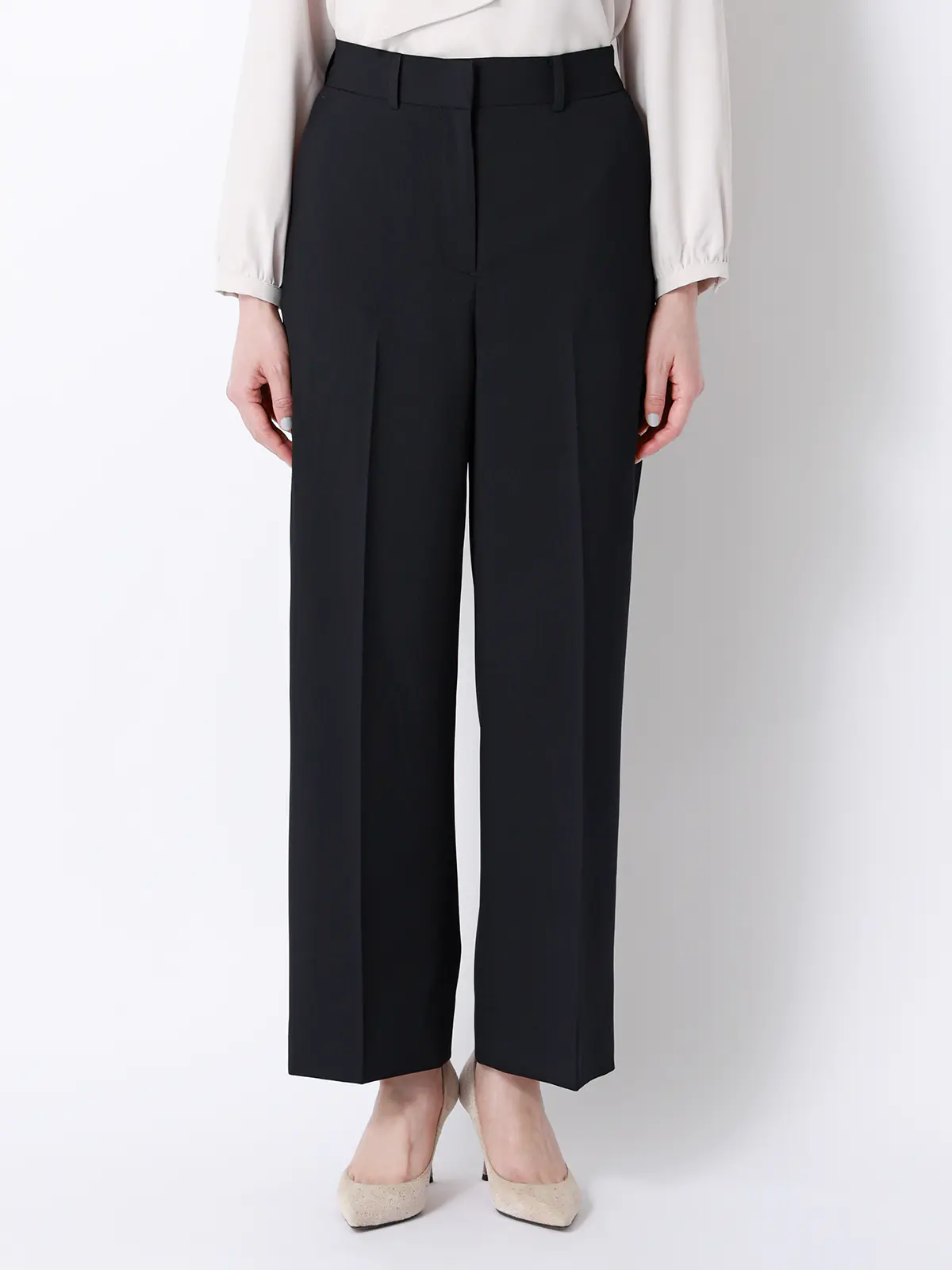 涼しいスーツ／ワイドパンツ／ウォッシャブル／ストレッチ／高通気／軽量／無地 ネイビー 36(7号）