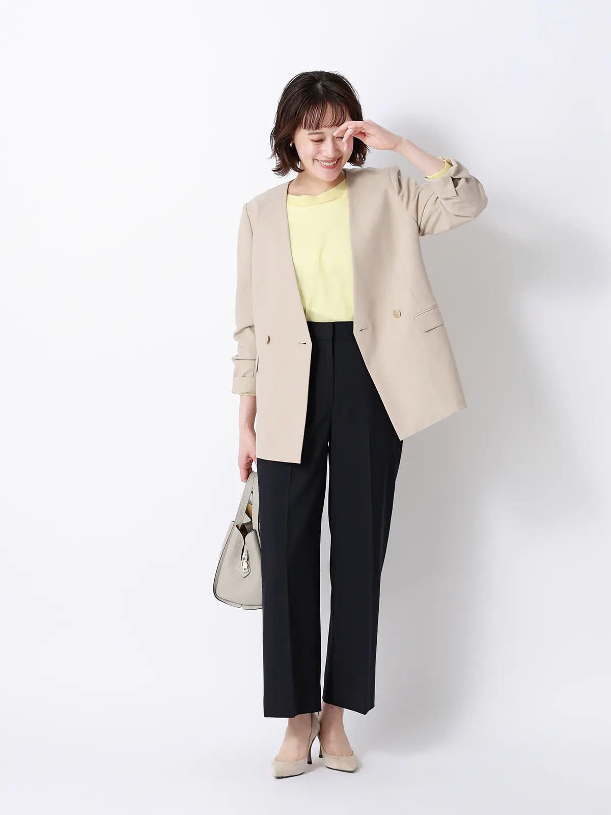 涼しいスーツ／ワイドパンツ／ウォッシャブル／ストレッチ／高通気／軽量／無地 ネイビー 36(7号）