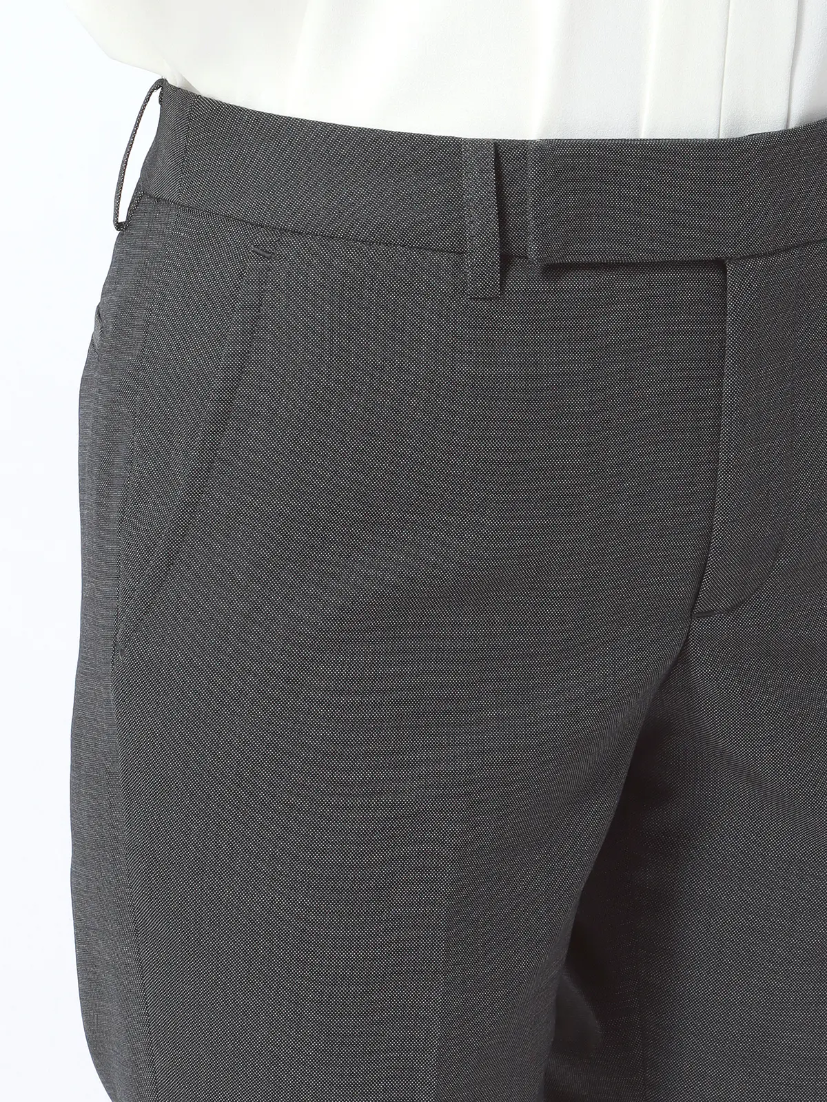 テーパードパンツ/ウォッシャブル/ストレッチ/ウールブレンド/ピンチェック グレー 34(5号)