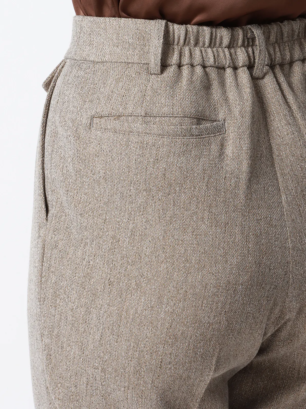 CHANTOWA/タックテーパードパンツ/ウォッシャブル/ツイードライクシャンブレー/織柄 ベージュ 36(7号)