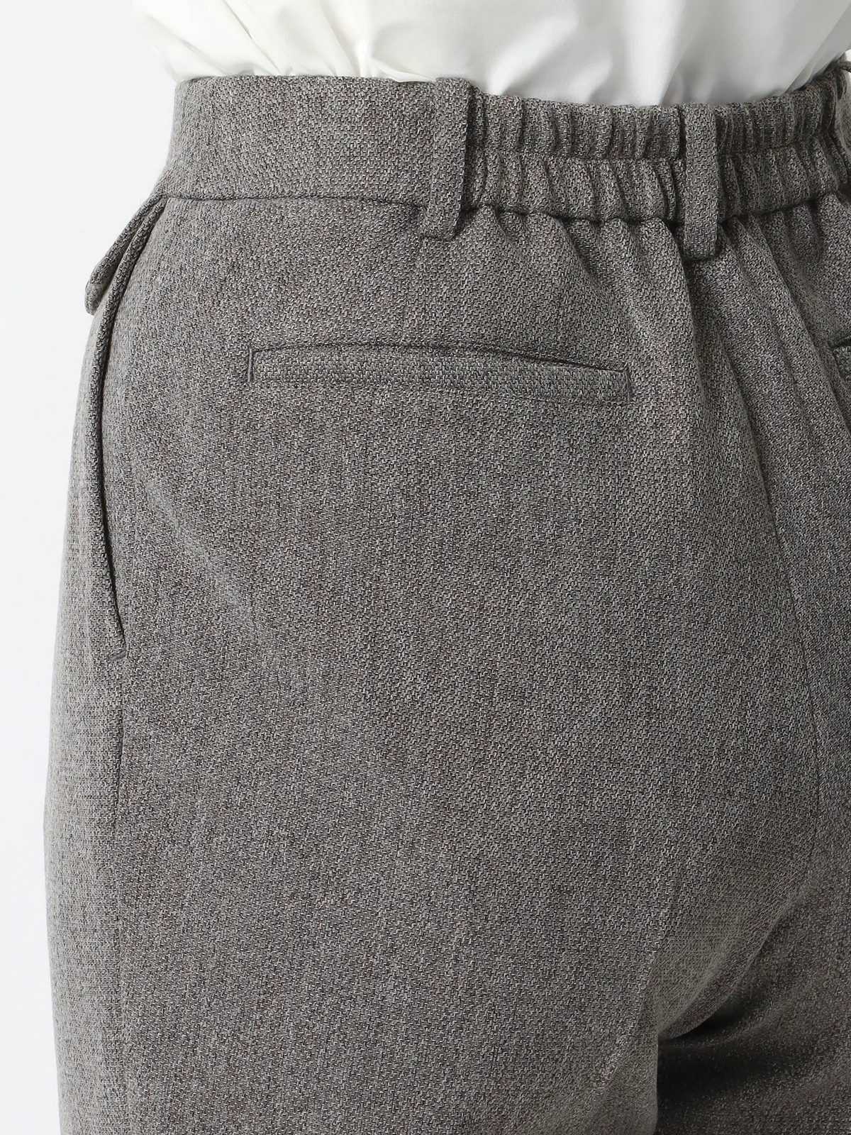 CHANTOWA/タックテーパードパンツ/ウォッシャブル/ツイードライクシャンブレー/織柄 グレー 36(7号)