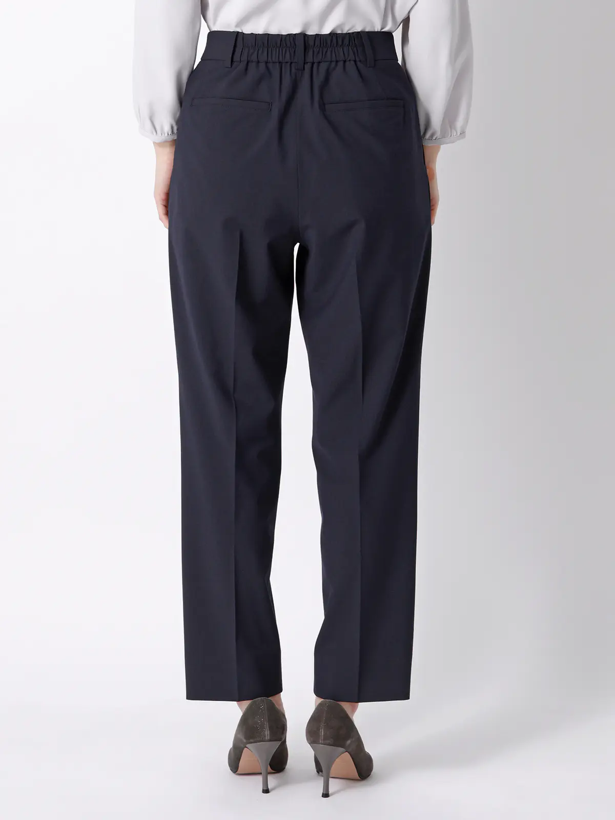 タックテーパードパンツ/ウォッシャブル/ストレッチ/UVカット/TRトロピカル/無地 ネイビー 36(7号)