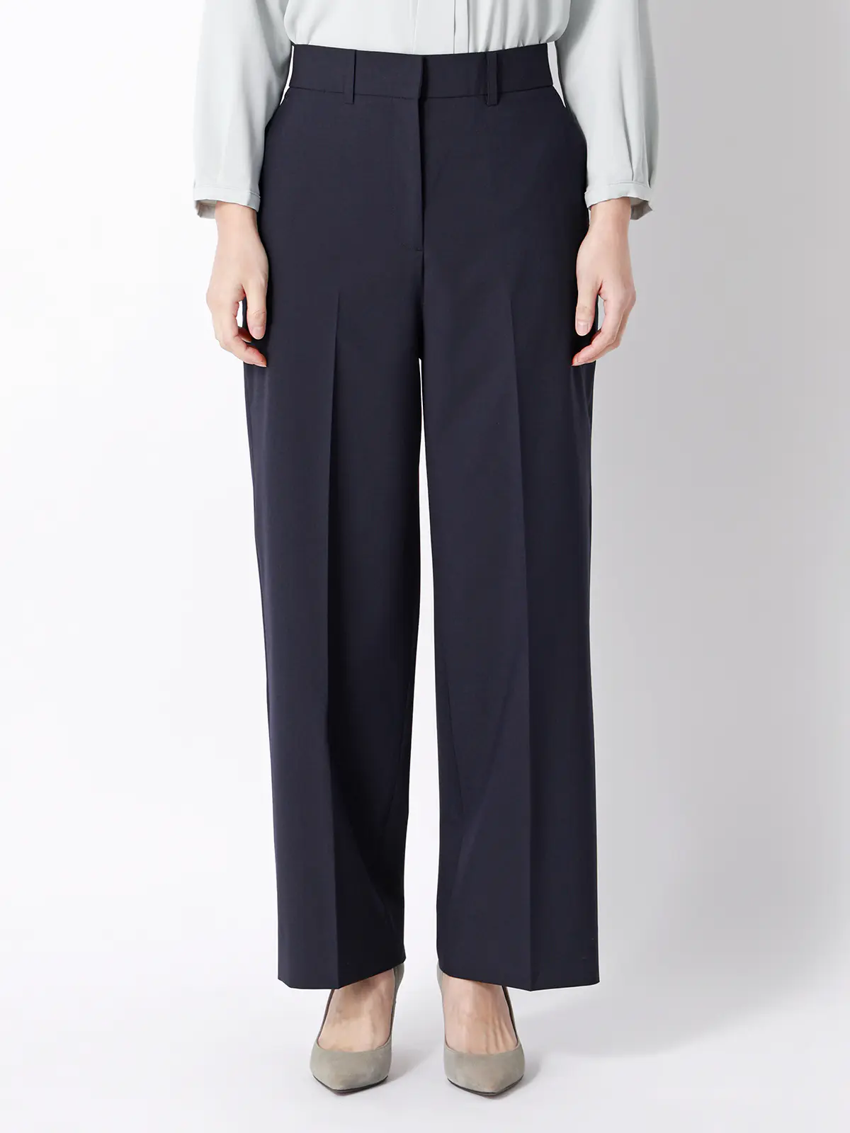 ワイドパンツ/ウォッシャブル/ストレッチ/UVカット/TRトロピカル/無地 ネイビー 36(7号)