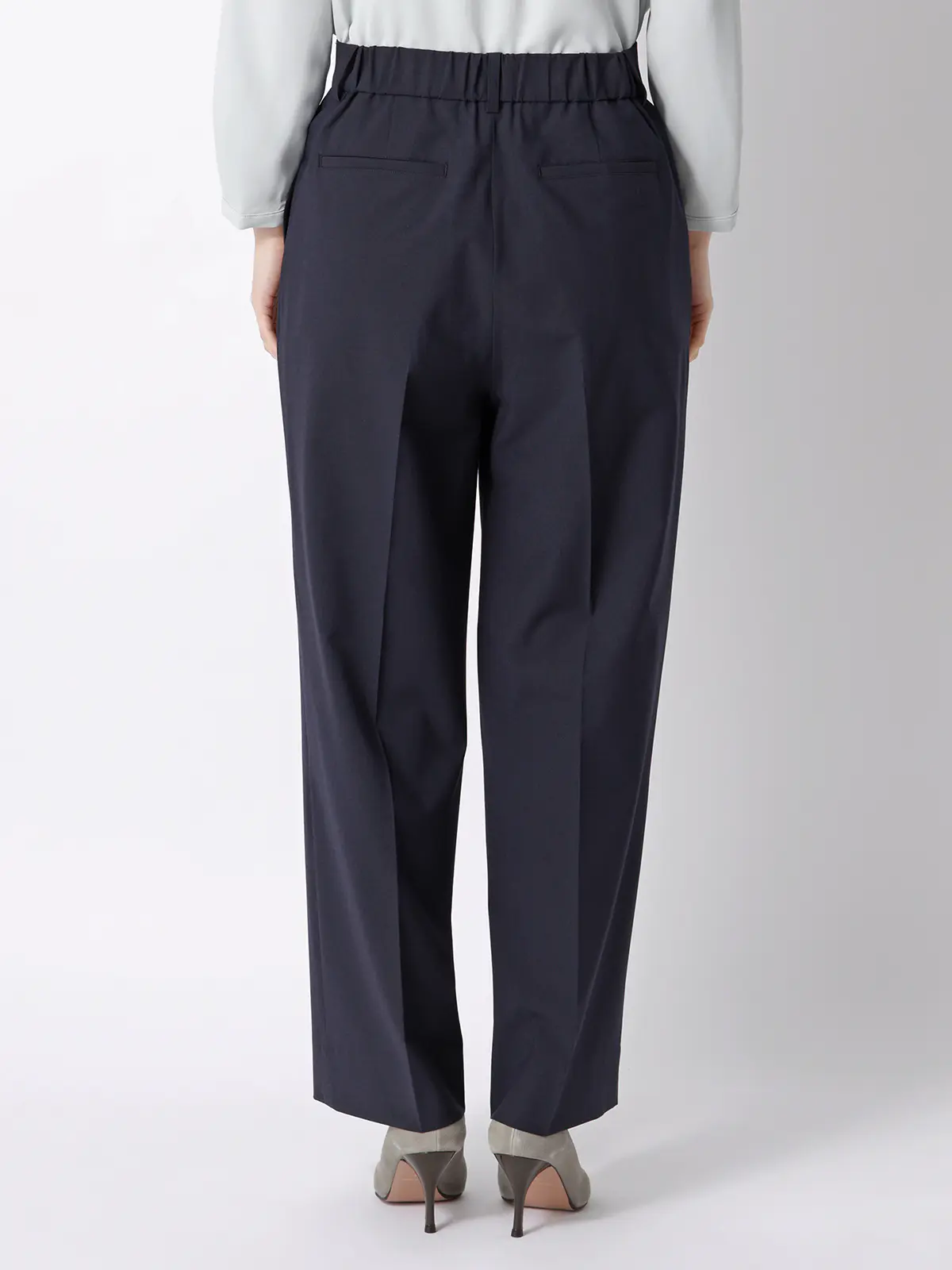 ワイドパンツ/ウォッシャブル/ストレッチ/UVカット/TRトロピカル/無地 ネイビー 36(7号)