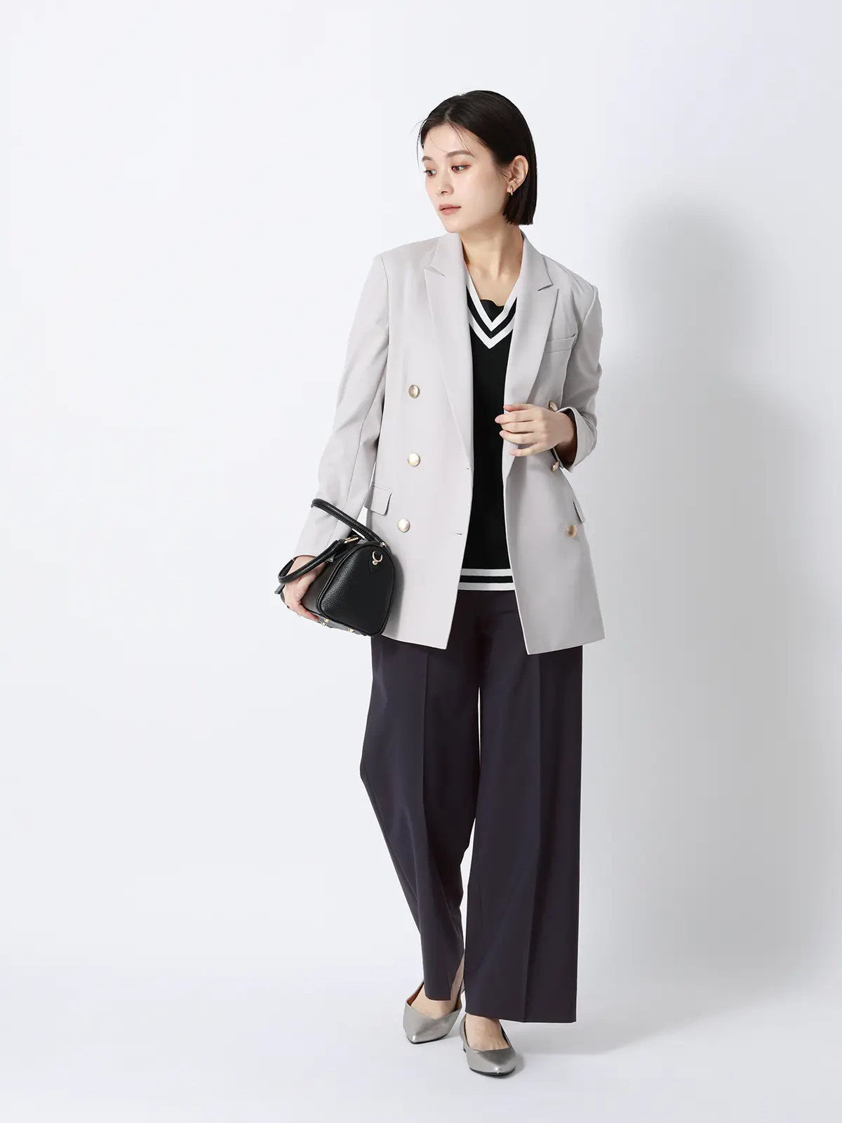 ワイドパンツ/ウォッシャブル/ストレッチ/UVカット/TRトロピカル/無地 ネイビー 36(7号)