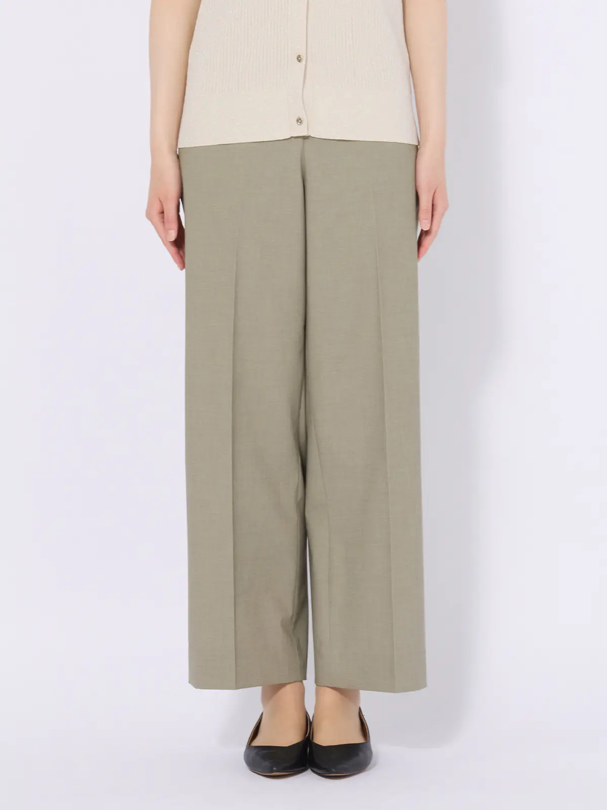 ワイドパンツ/ウォッシャブル/ストレッチ/UVカット/TRトロピカル/無地 カーキ 36(7号)