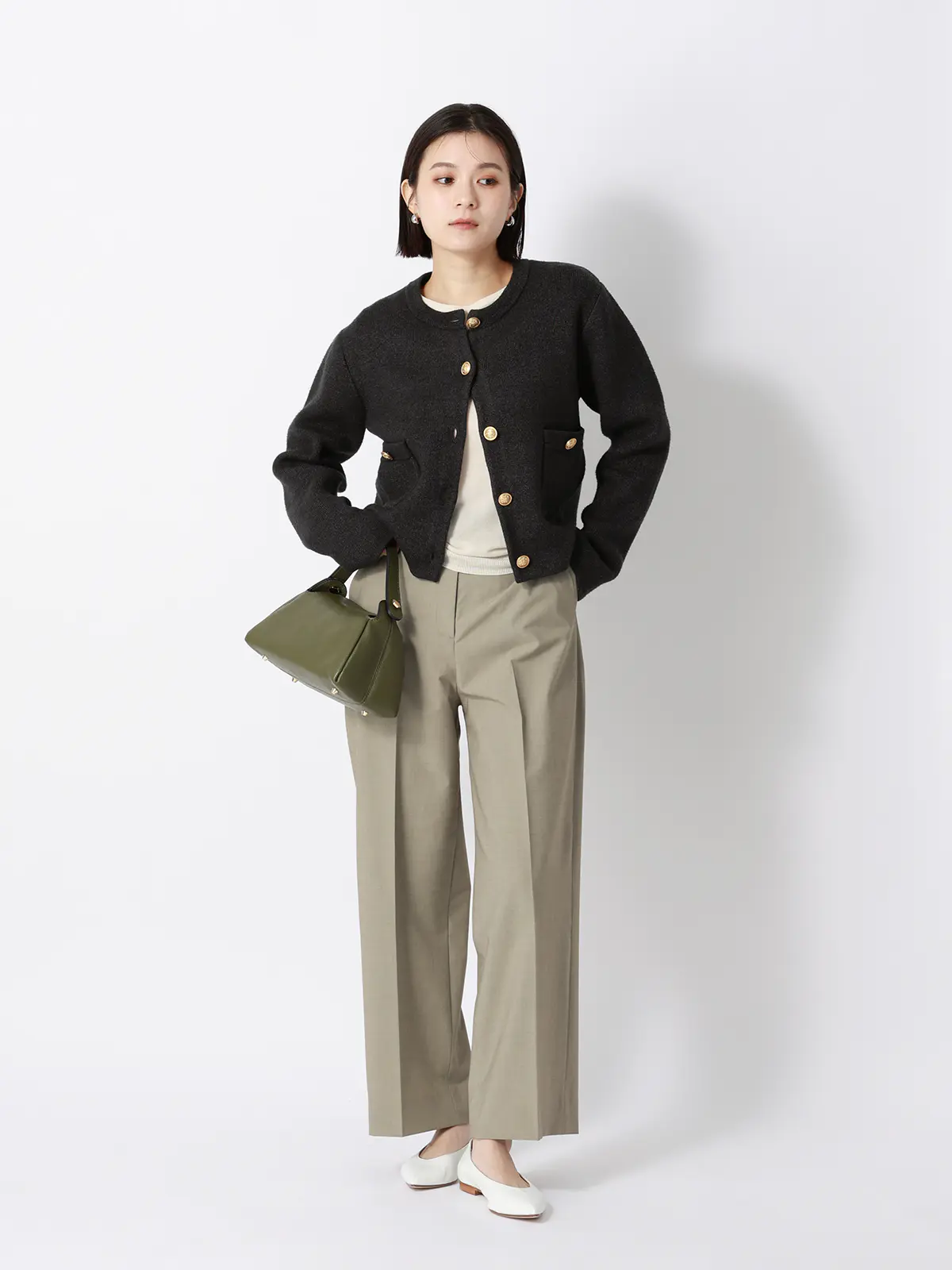 ワイドパンツ/ウォッシャブル/ストレッチ/UVカット/TRトロピカル/無地 カーキ 36(7号)