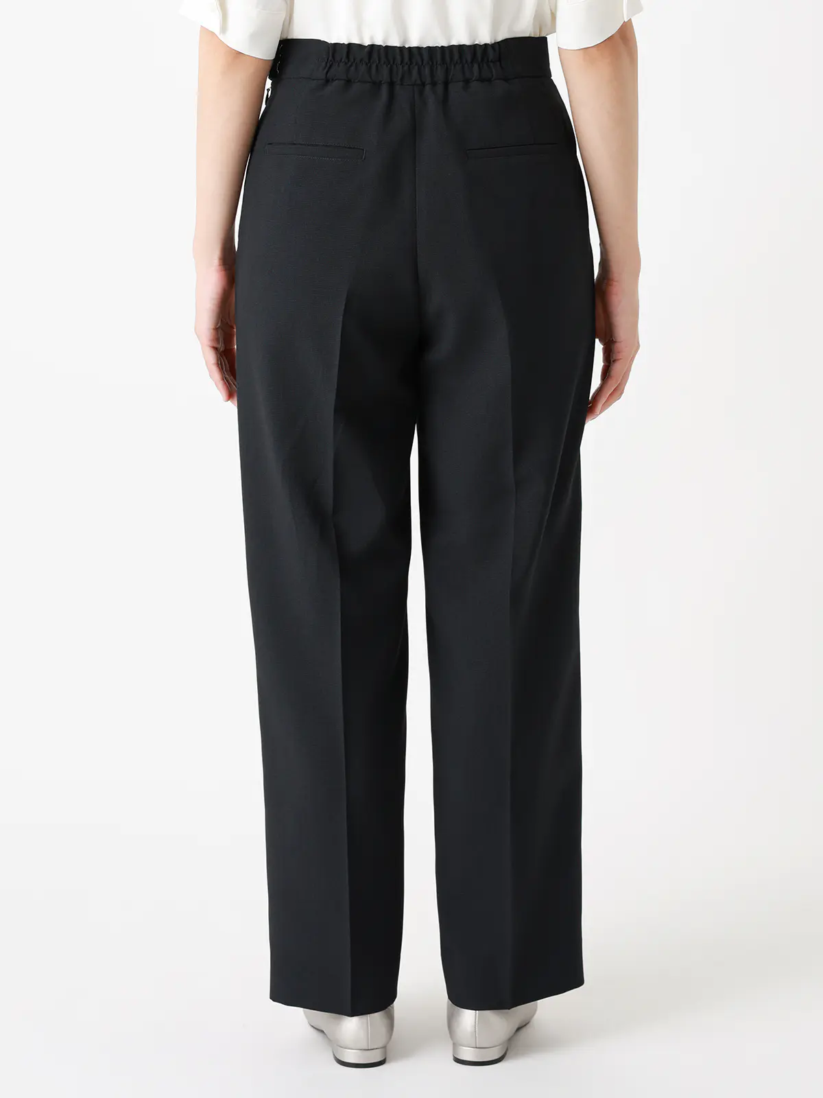 CHANTOWA/ビットベルト付きタックワイドパンツ/ウォッシャブル/シャドーグレンチェック ネイビー 36(7号)