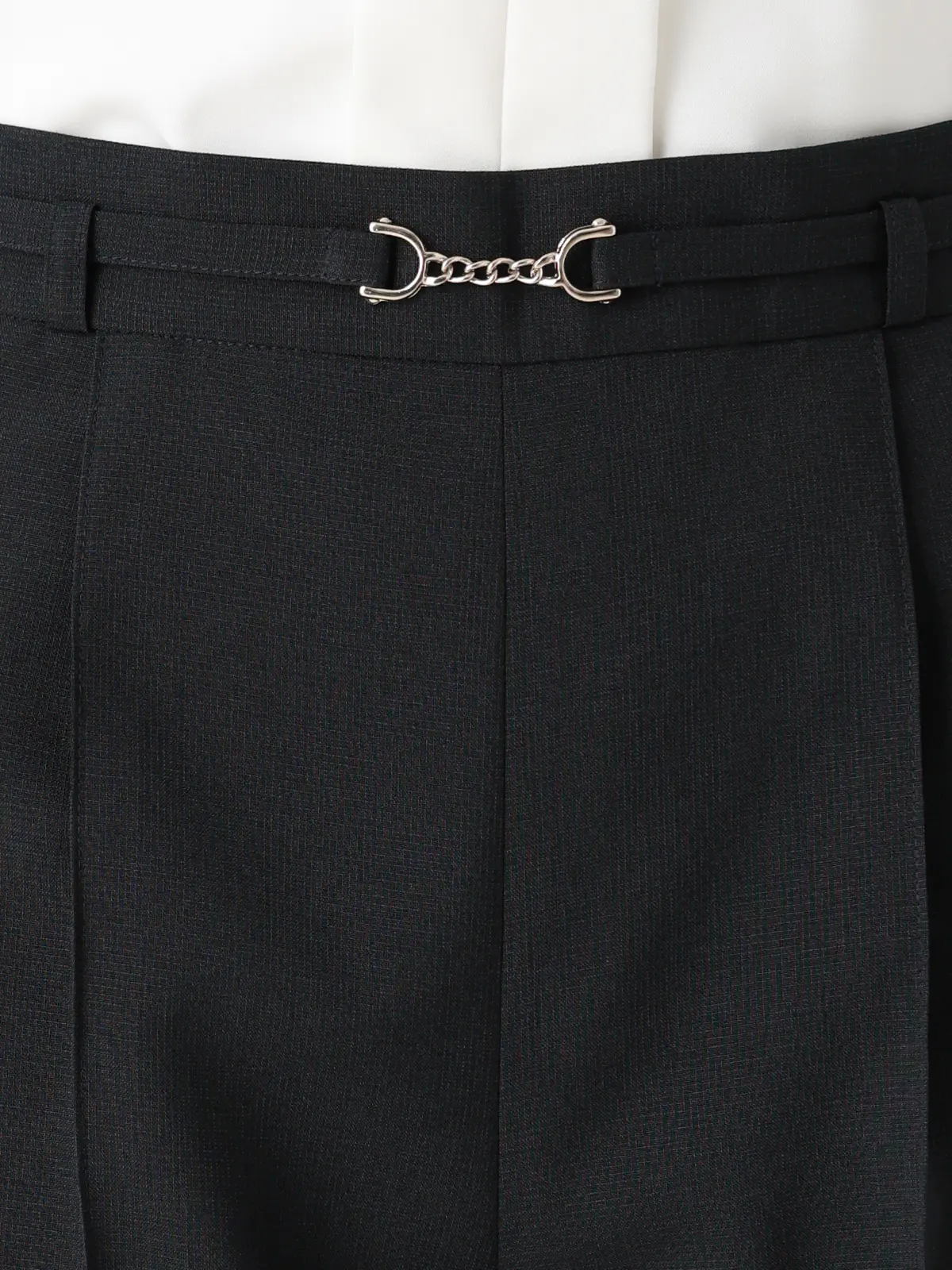 CHANTOWA/ビットベルト付きタックワイドパンツ/ウォッシャブル/シャドーグレンチェック ネイビー 36(7号)