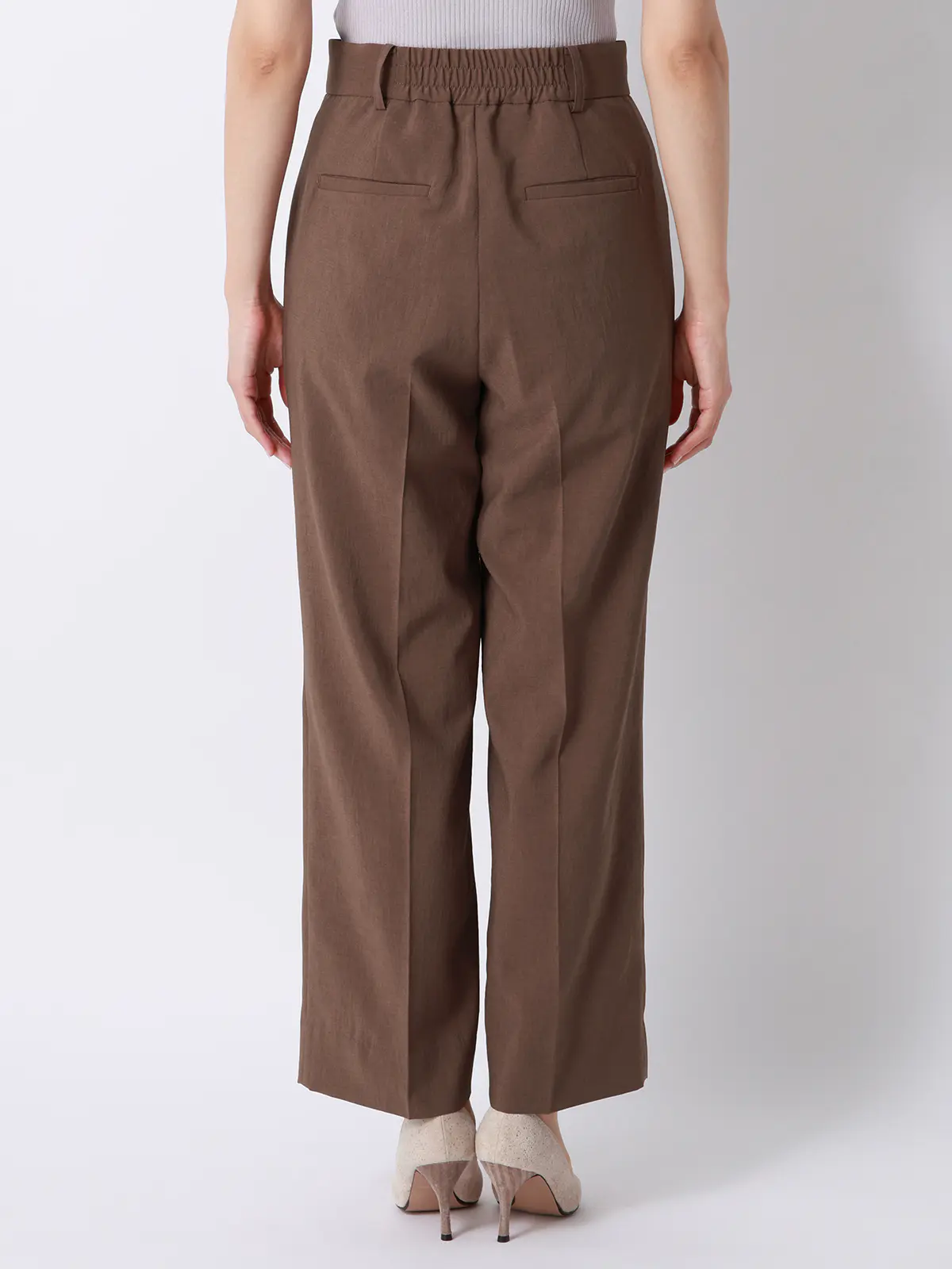 タックワイドパンツ／ウォッシャブル／UVカット／BREEZE COOL／無地／BIYORI UP ブラウン 42(13号）
