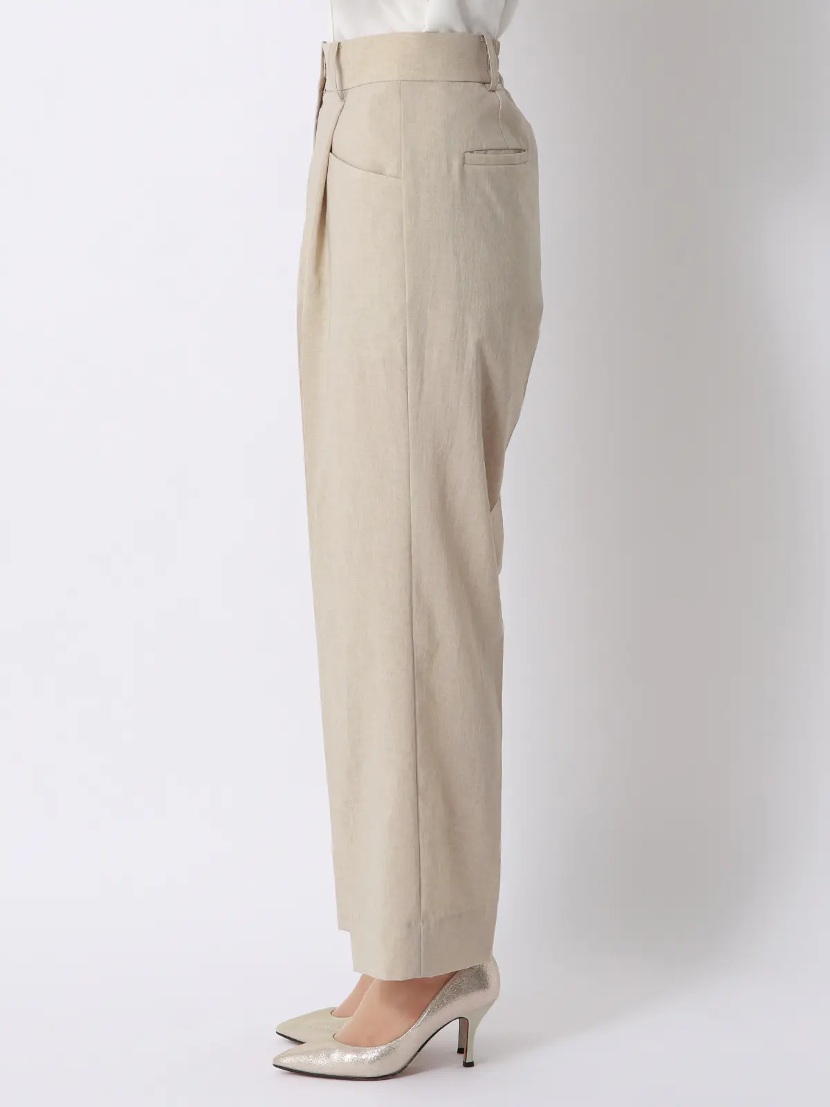 タックワイドパンツ／ウォッシャブル／UVカット／BREEZE COOL／無地／BIYORI UP ベージュ 36(7号）