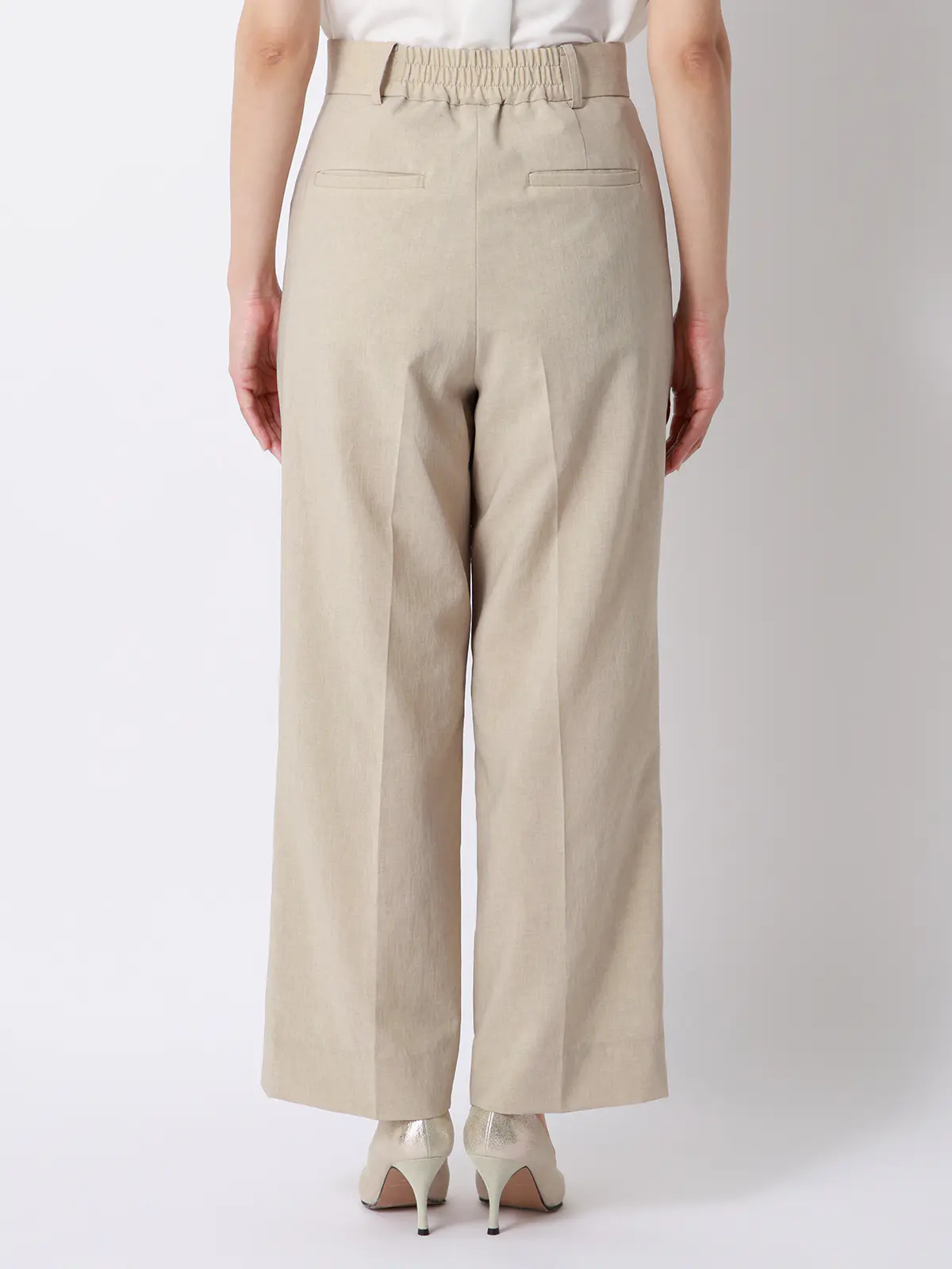 タックワイドパンツ／ウォッシャブル／UVカット／BREEZE COOL／無地／BIYORI UP ベージュ 36(7号）