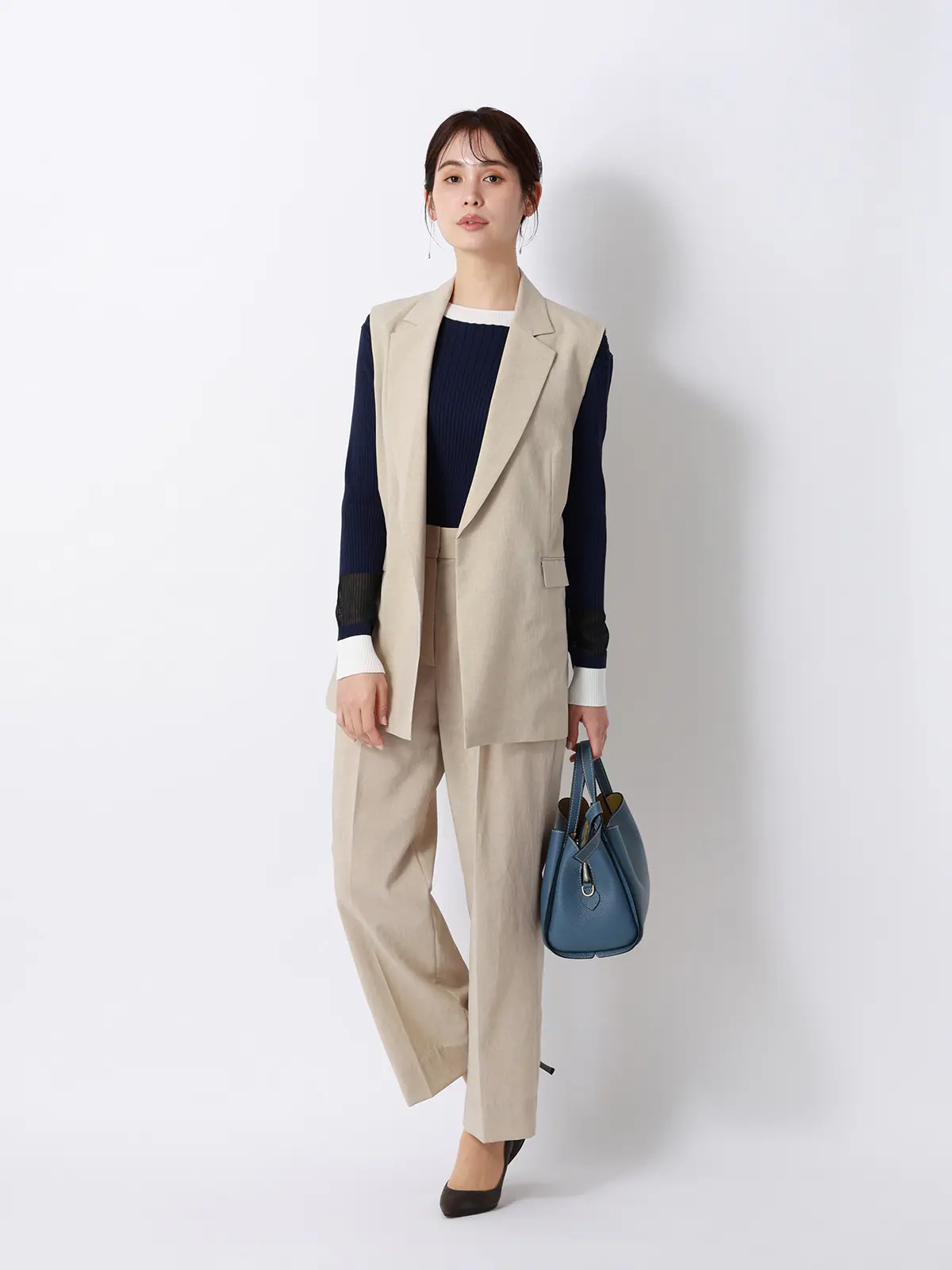 タックワイドパンツ／ウォッシャブル／UVカット／BREEZE COOL／無地／BIYORI UP ベージュ 36(7号）